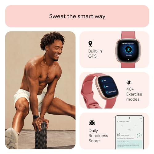 Thumbnail 2 de Fitbit Versa 4 Fitness Smartwatch with Google Health Membership | Pink Sand/Copper Rose Aluminium