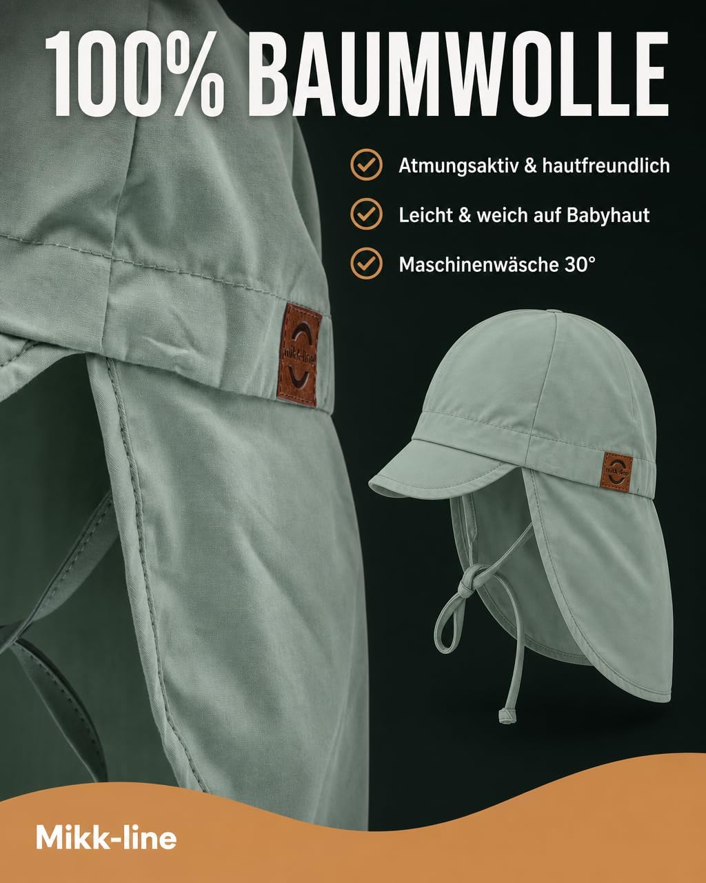 Detalle de Mikk-line Sunhat Green Bay : casquette solidaire UV50+ pour enfants