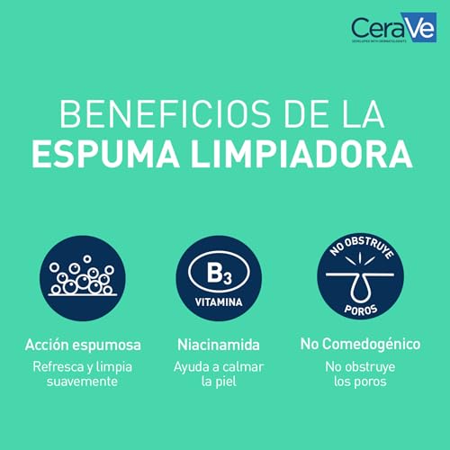 Thumbnail 2 de CeraVe Gel Limpiador Espumoso para Piel Normal a Grasa (1000 ml) con Ceramidas, Niacinamida y Ácido Hialurónico