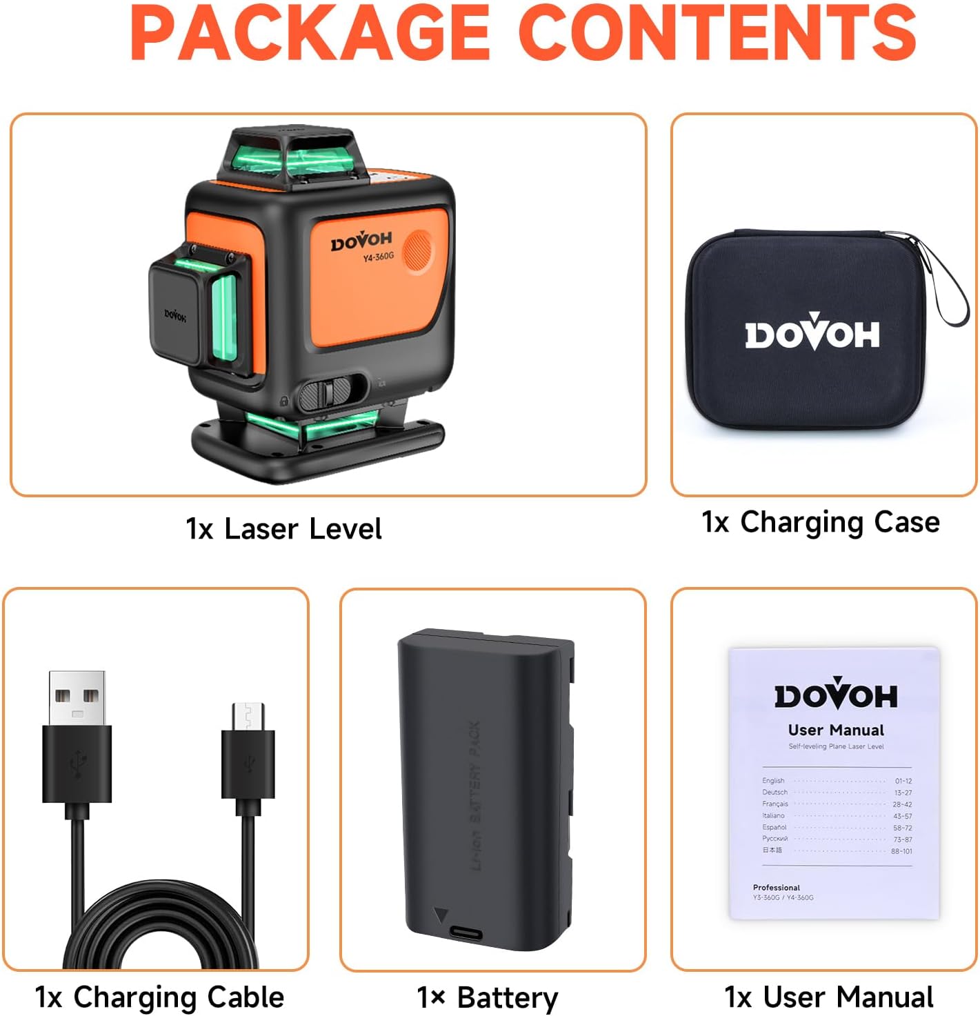 Thumbnail 6 de DOVOH Y4-360G 4D Self-Levelling 360° Green Laser Level (4-Plane)
