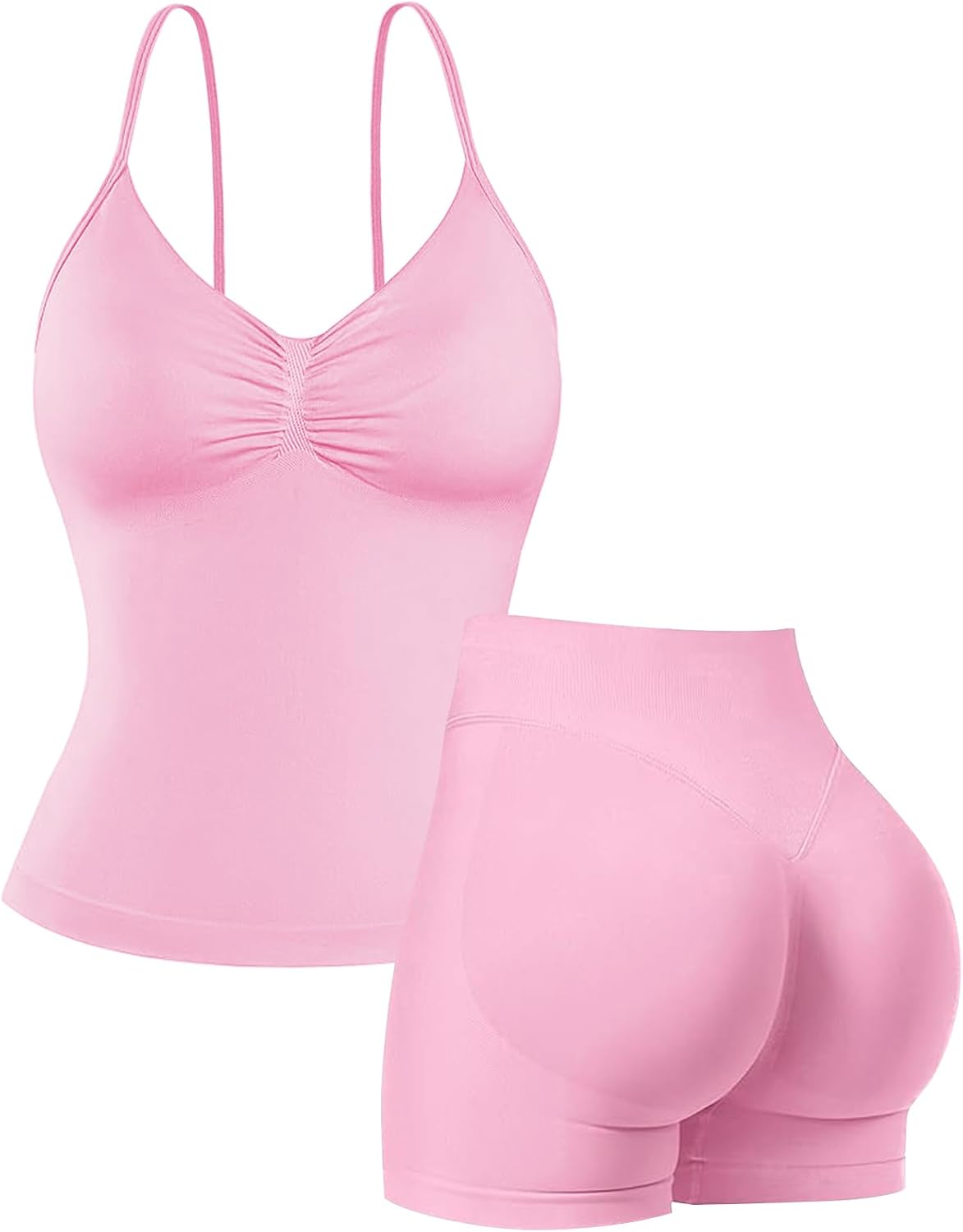 Thumbnail 6 de Seamless Gym Sets for Women: 2-Piece Halter Crop Top and Hidden Scrunch Shorts