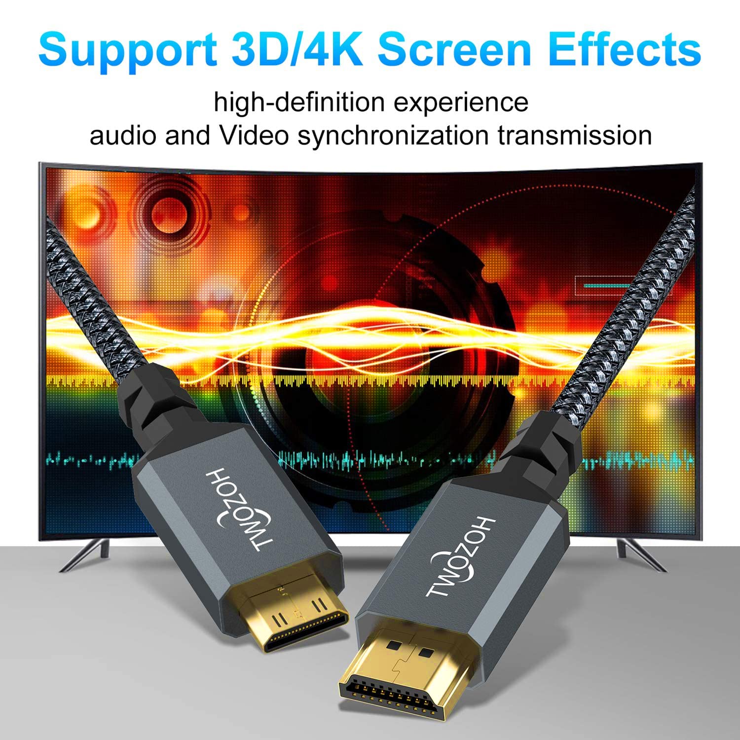 Detalle de Twozoh Mini HDMI to HDMI Cable 3M