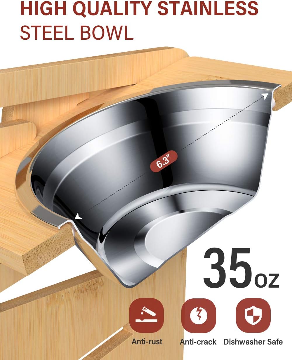 Detalle 2 de Vantic Raised Dog Bowls 28cm, 2 Bowl Set
