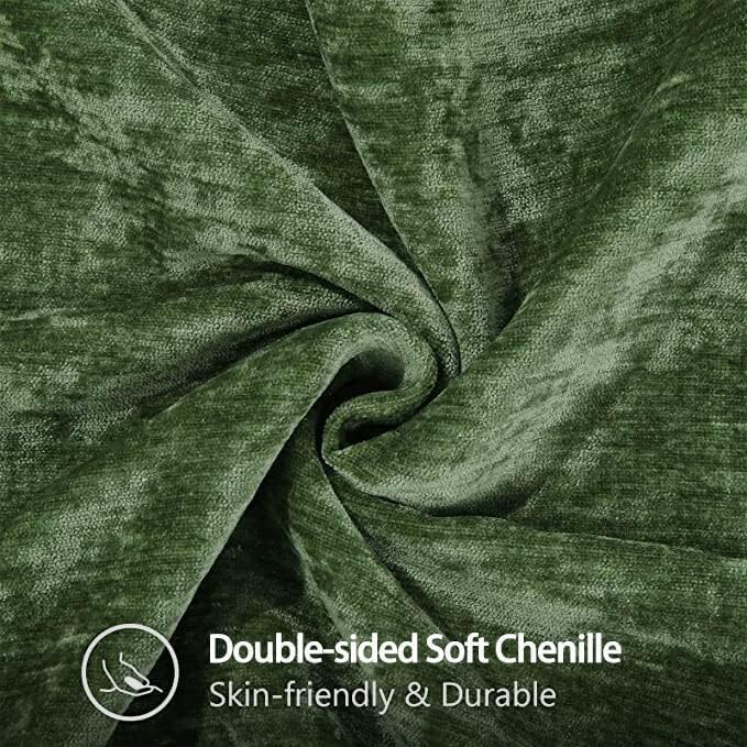 Detalle de decorUhome Fall Chenille 18x18 Throw Pillow Covers (Set of 2) in Forest Green