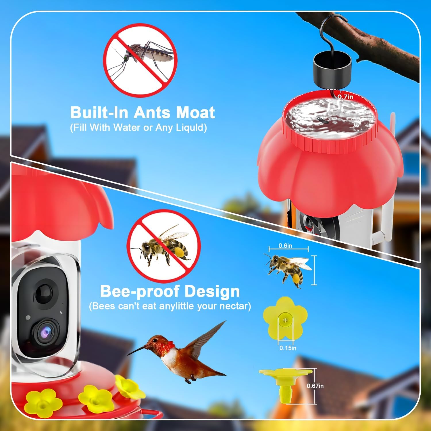 Detalle de Hummingbird Feeder with Camera: Solar-Powered Smart Feeder with AI ID
