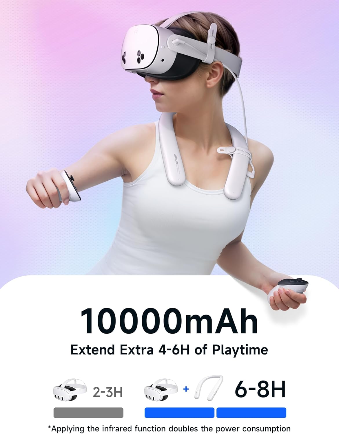Detalle de JSAUX 10,000mAh battery pack for Oculus Quest 3/Quest 2 with infrared function