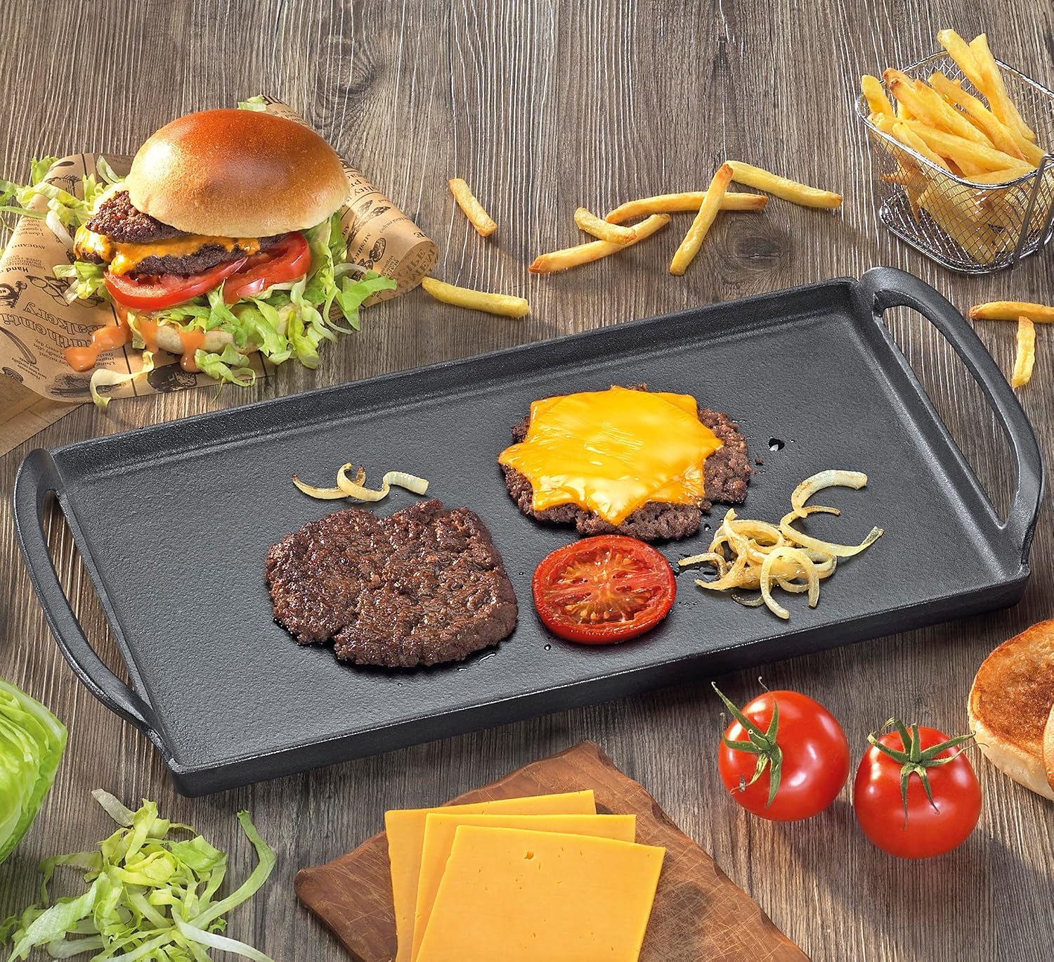 Detalle 2 de KÜCHENPROFI PROVENCE płyta grillowa Plancha 38 cm, żeliwna, emaliowana