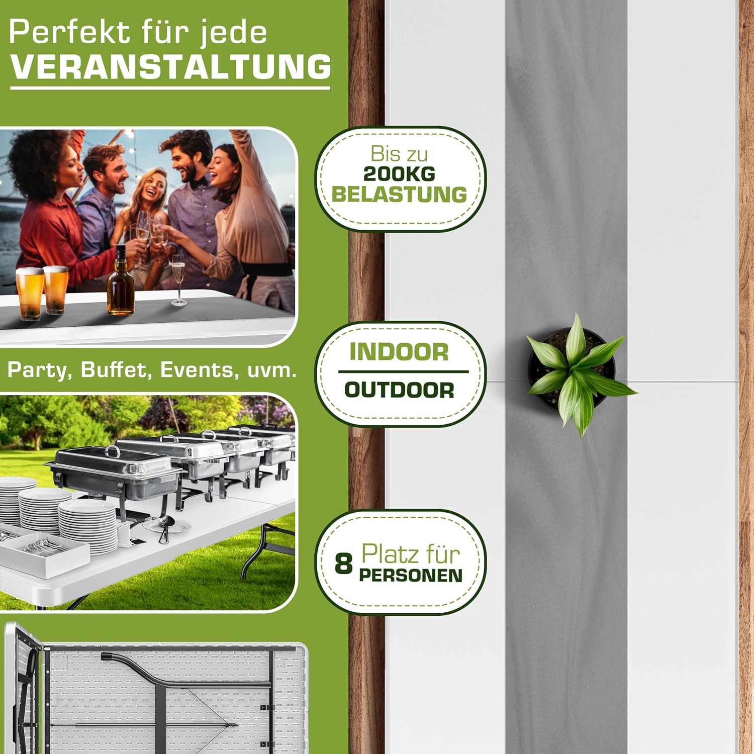 Thumbnail 6 de Tillvex Gartentisch 180 cm Klappbar