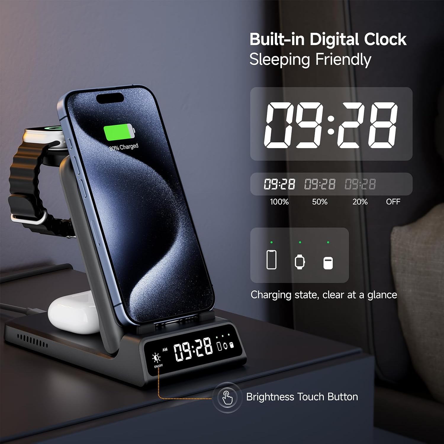 Thumbnail 2 de SwanScout 703A 3-in-1 wireless charger for iPhone