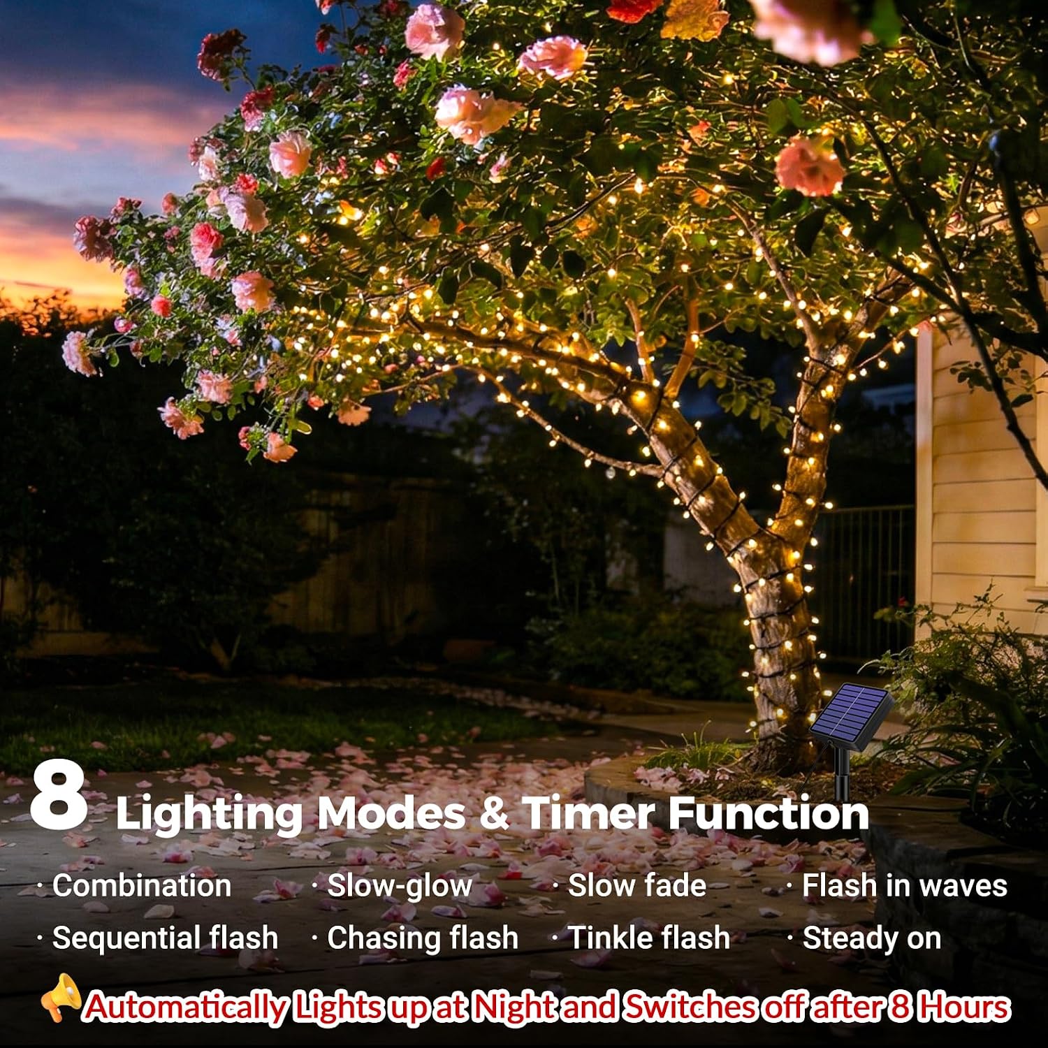 Detalle de Bitjam 6M 60 LED Solar-Lichterkette Outdoor – IP65, 8 Modi, wasserdicht und wetterfest