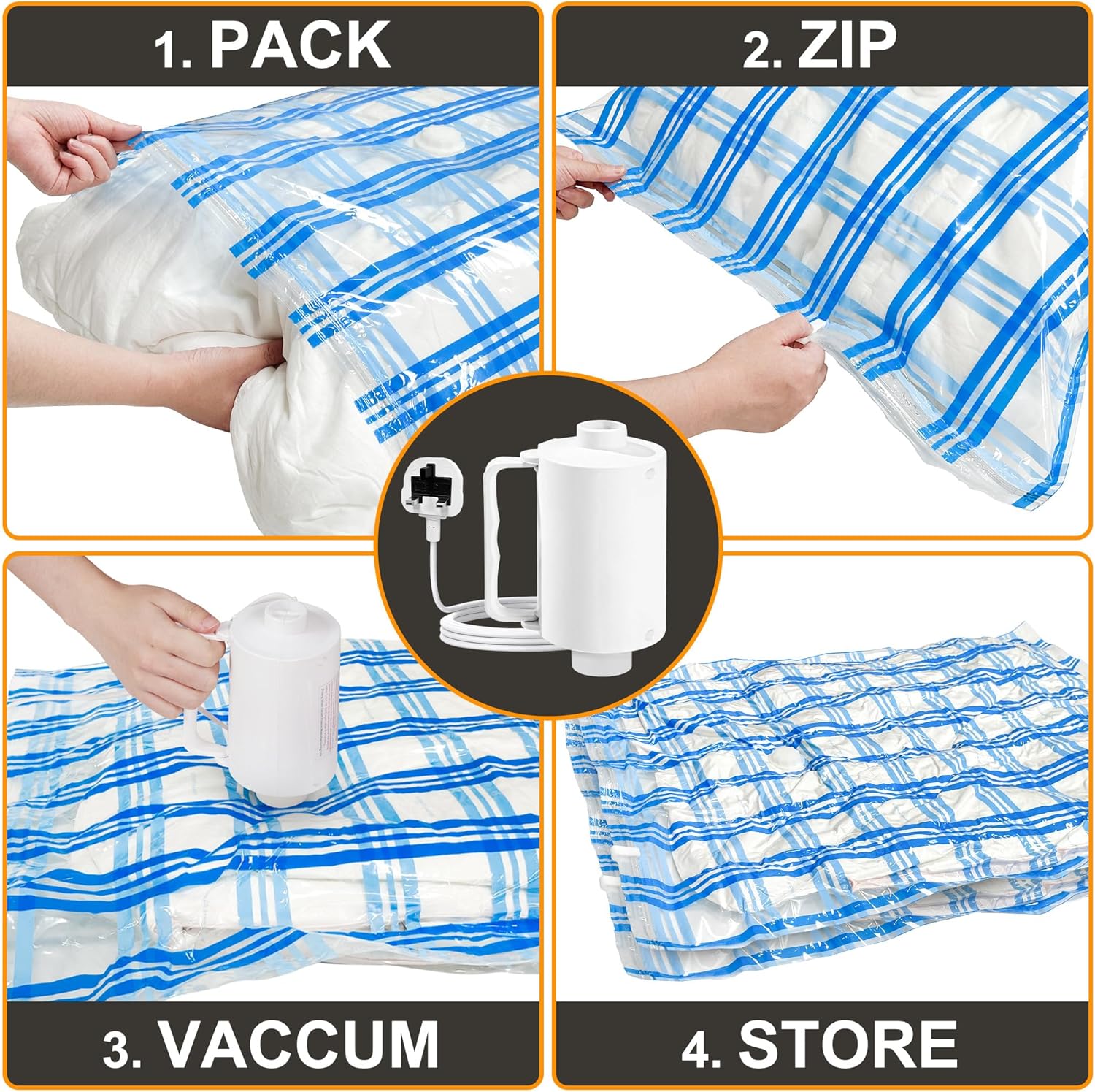 Thumbnail 2 de Storage Master vacuum bags, 8 jumbo with pump
