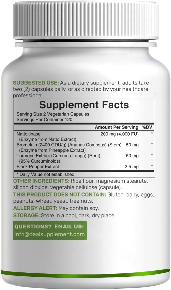 Detalle 2 de Nattokinase Supplement 240 Veggie Capsules