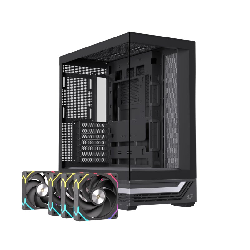 Detalle 2 de Einarex PRISMA S800 RGB Black: torre ATX con cristal templado espejo y iluminación RGB