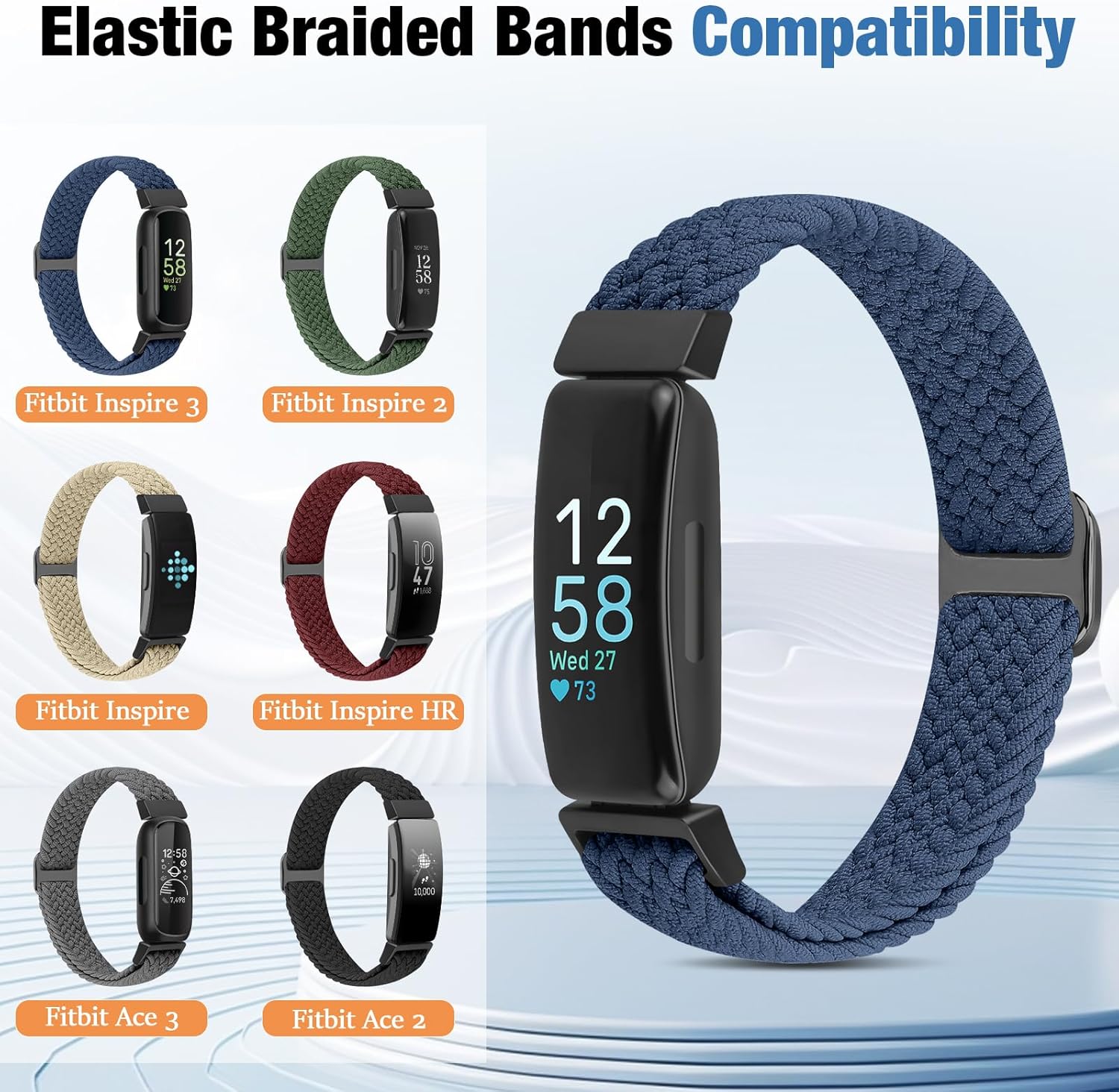 Thumbnail 2 de BTTNG 2-Pack Elastic Braided Straps for Fitbit Inspire 3 / Inspire 2 / Inspire / Inspire HR / Ace 3 / Ace 2
