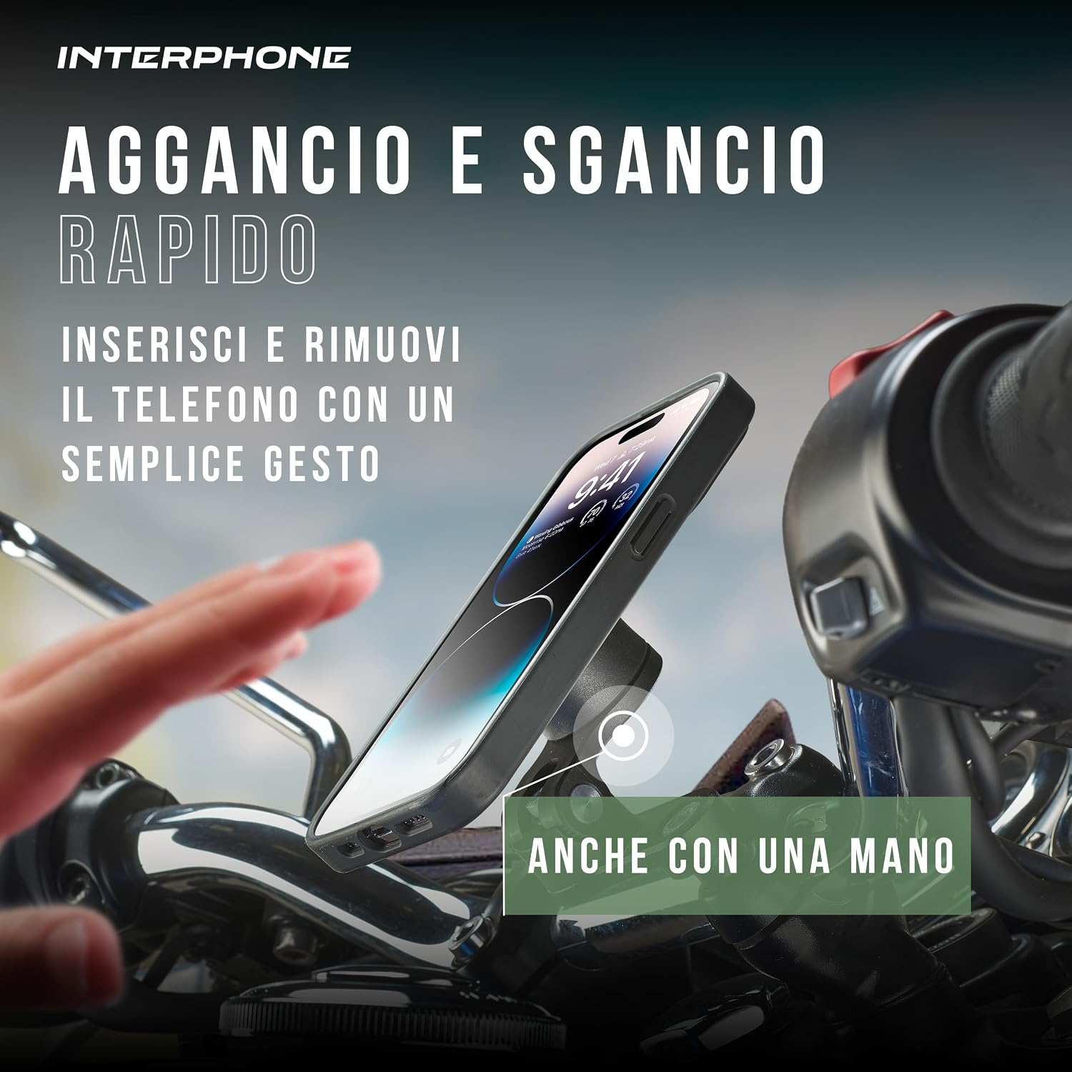 Detalle de INTERPHONE QUIKLOX: Supporto per Smartphone da Manubrio Moto, Modularità e aggancio rapido
