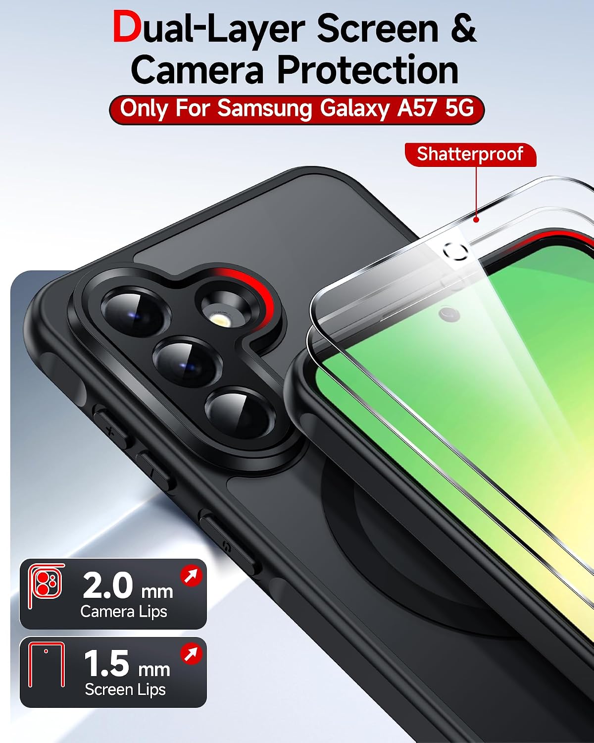 Thumbnail 3 de LeYi Magnetic for Samsung Galaxy A57-5G Case with 2 Screen Protectors and Full Camera Protection