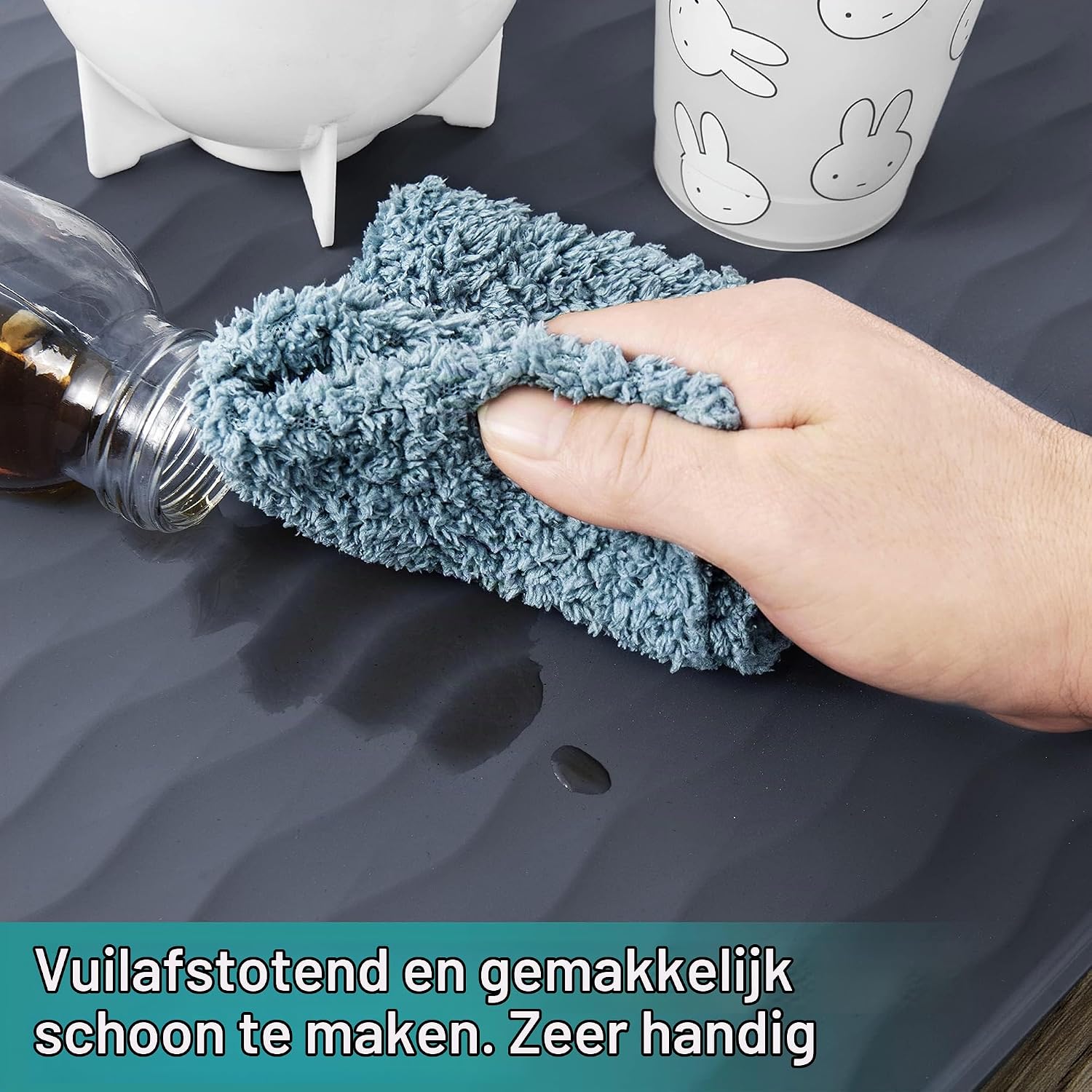Detalle 2 de URMONA siliconen onderkastmat 55 × 78 cm, waterdicht met opstaande rand