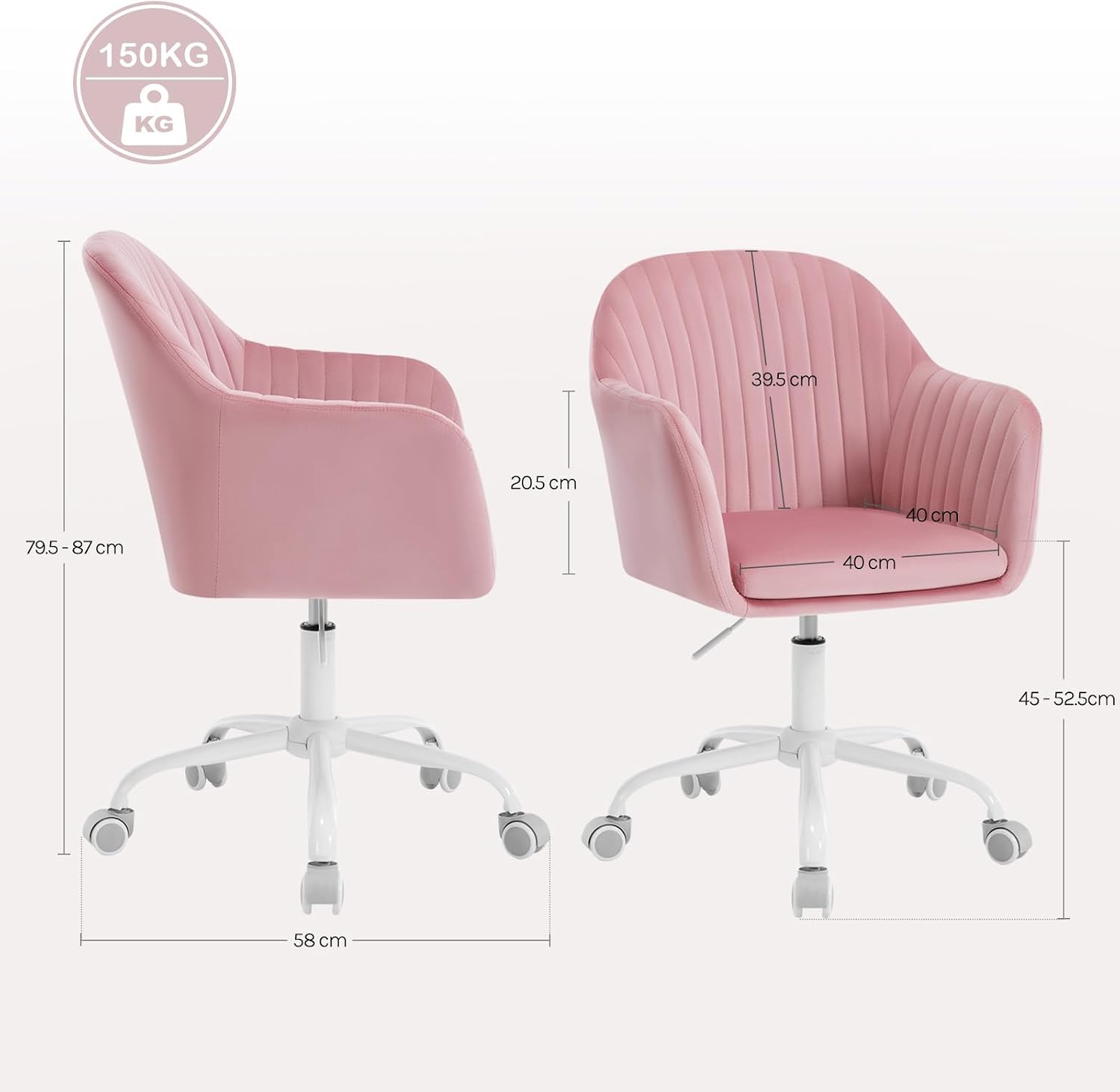 Detalle de WOLTU Schreibtischstuhl ergonomisch Rosa