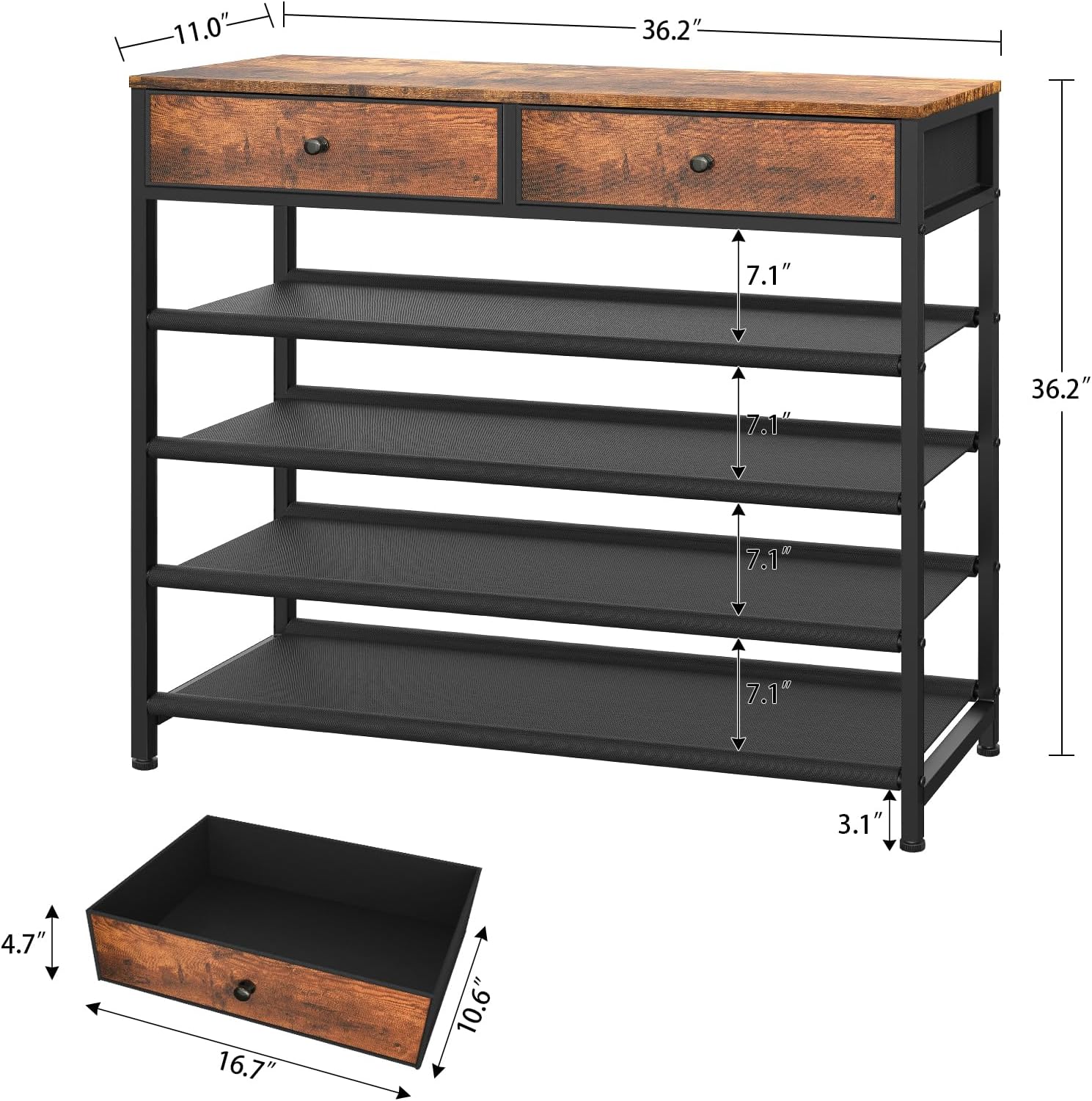 Thumbnail 2 de usikey Shoe Rack 5-Tier Shoe Organizer for 20 Pairs