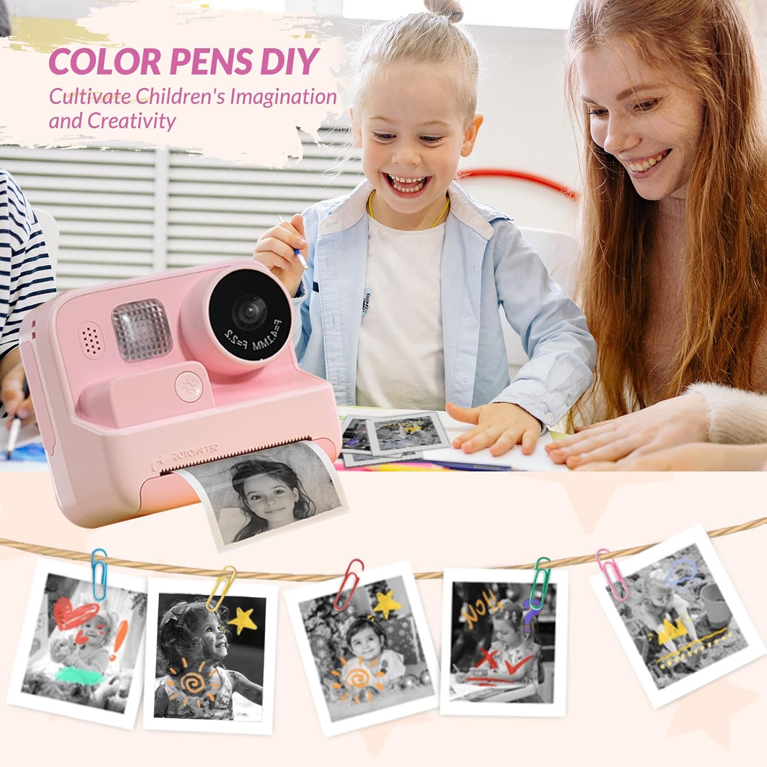 Thumbnail 6 de Mafiti Kids Camera Instant Print: 48MP Digital Camera for 3–12 Year Olds (Pink)