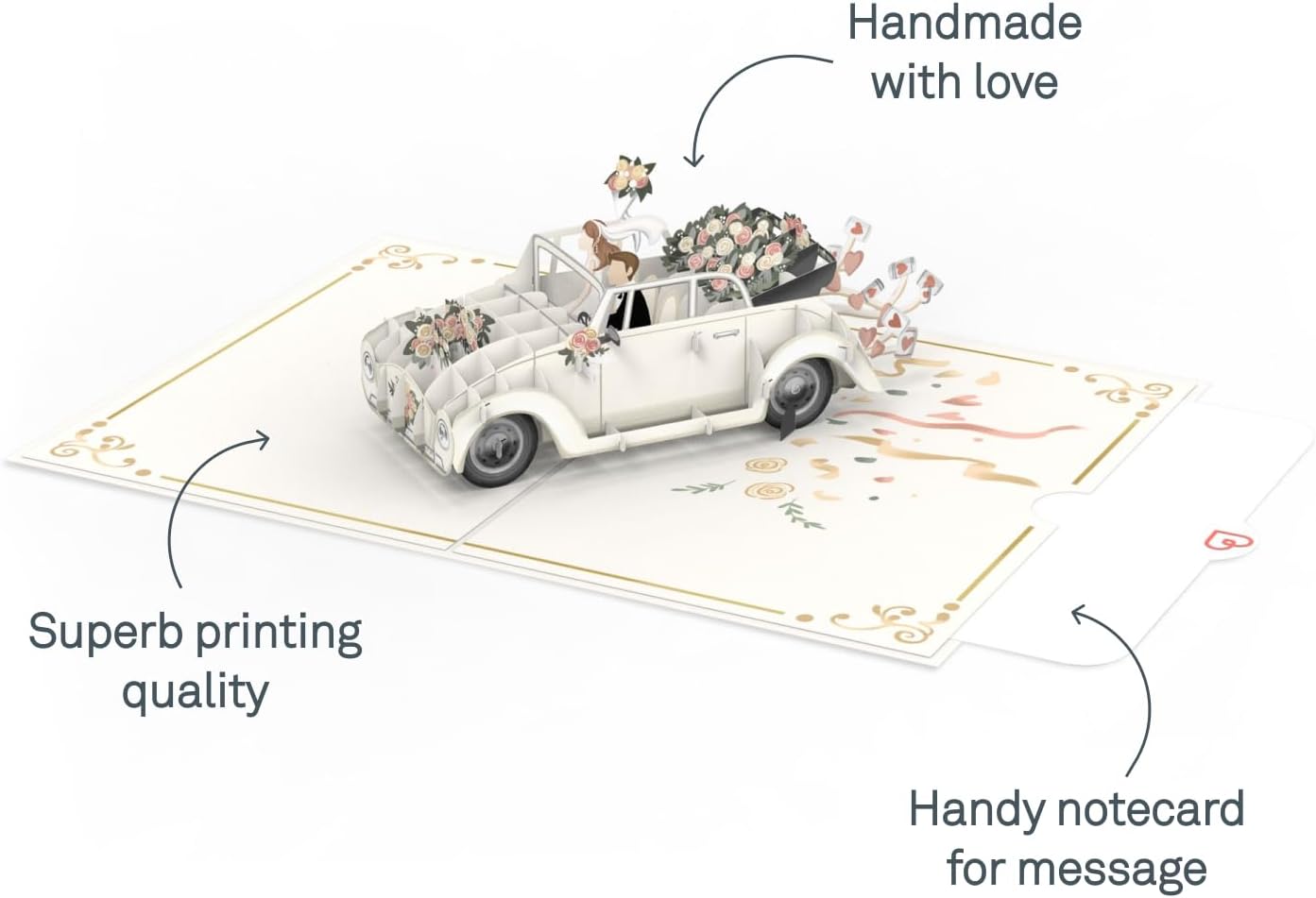 Thumbnail 2 de papercrush Luxury 3D Wedding Card Pop Up Car – “Just Married” pop-up congratulations card