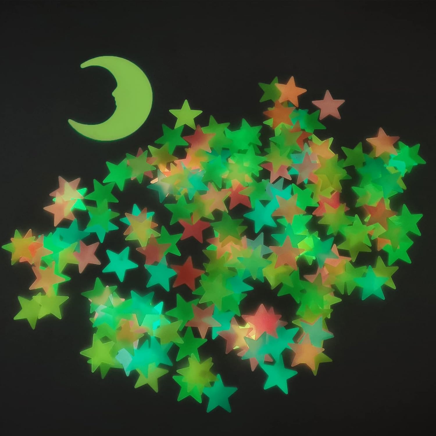 Thumbnail 3 de Leutend glow in the dark 3D stars and moon sticker set (200 pieces) for kids’ room decor