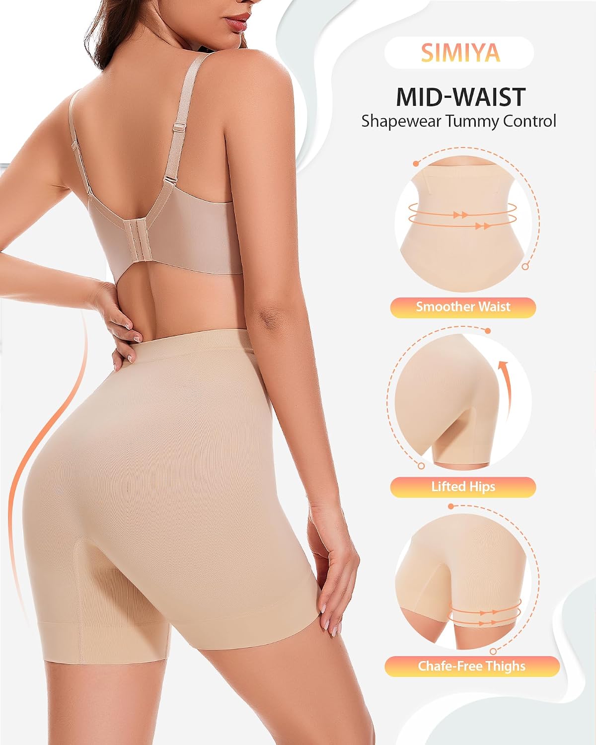 Detalle 2 de SIMIYA Shapewear for Women: Tummy Control Knickers – Mid-Waist Seamless Body Shaper