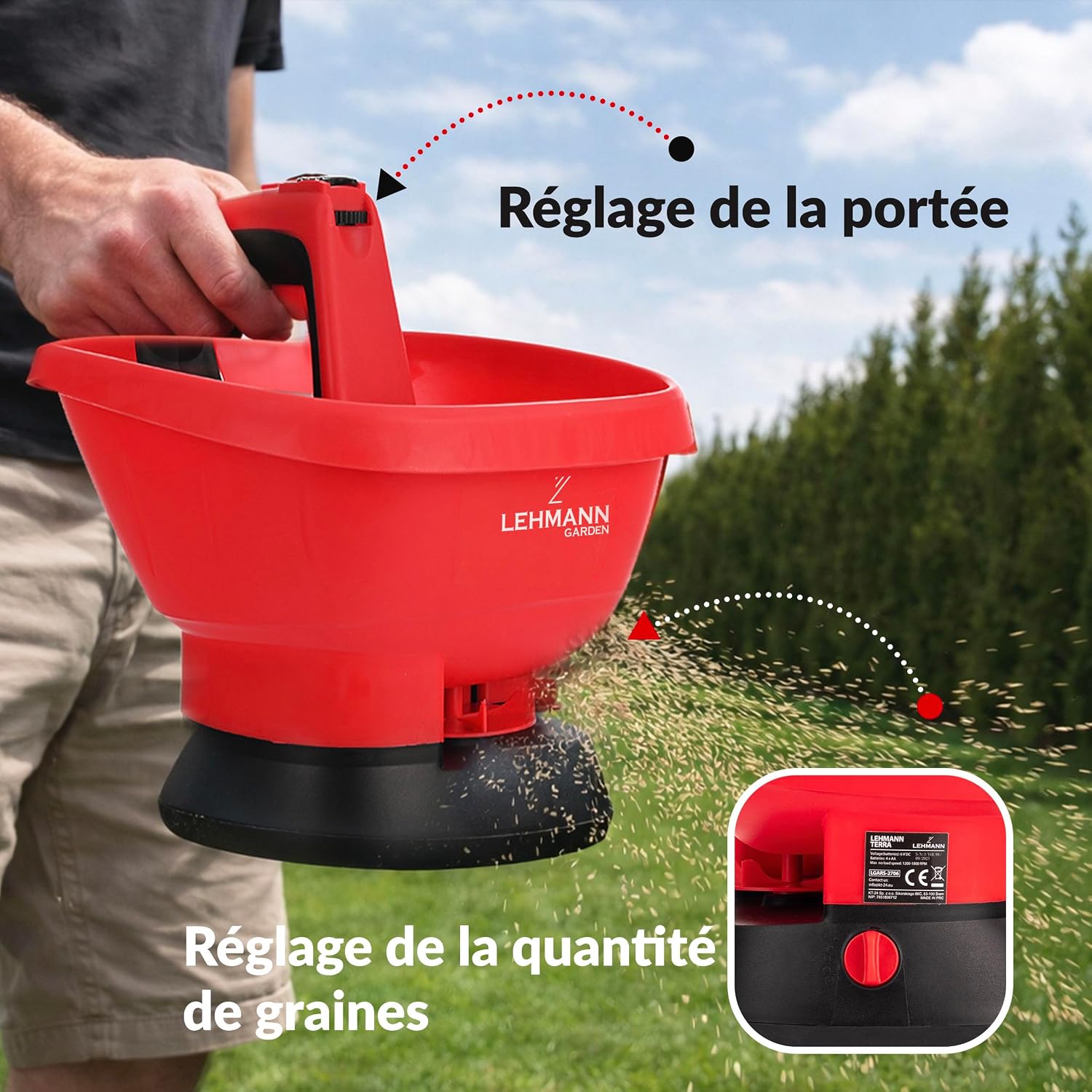 Detalle de LEHMANN TERRA LGARS-2706 handstrooier op batterijen, 2,7 l