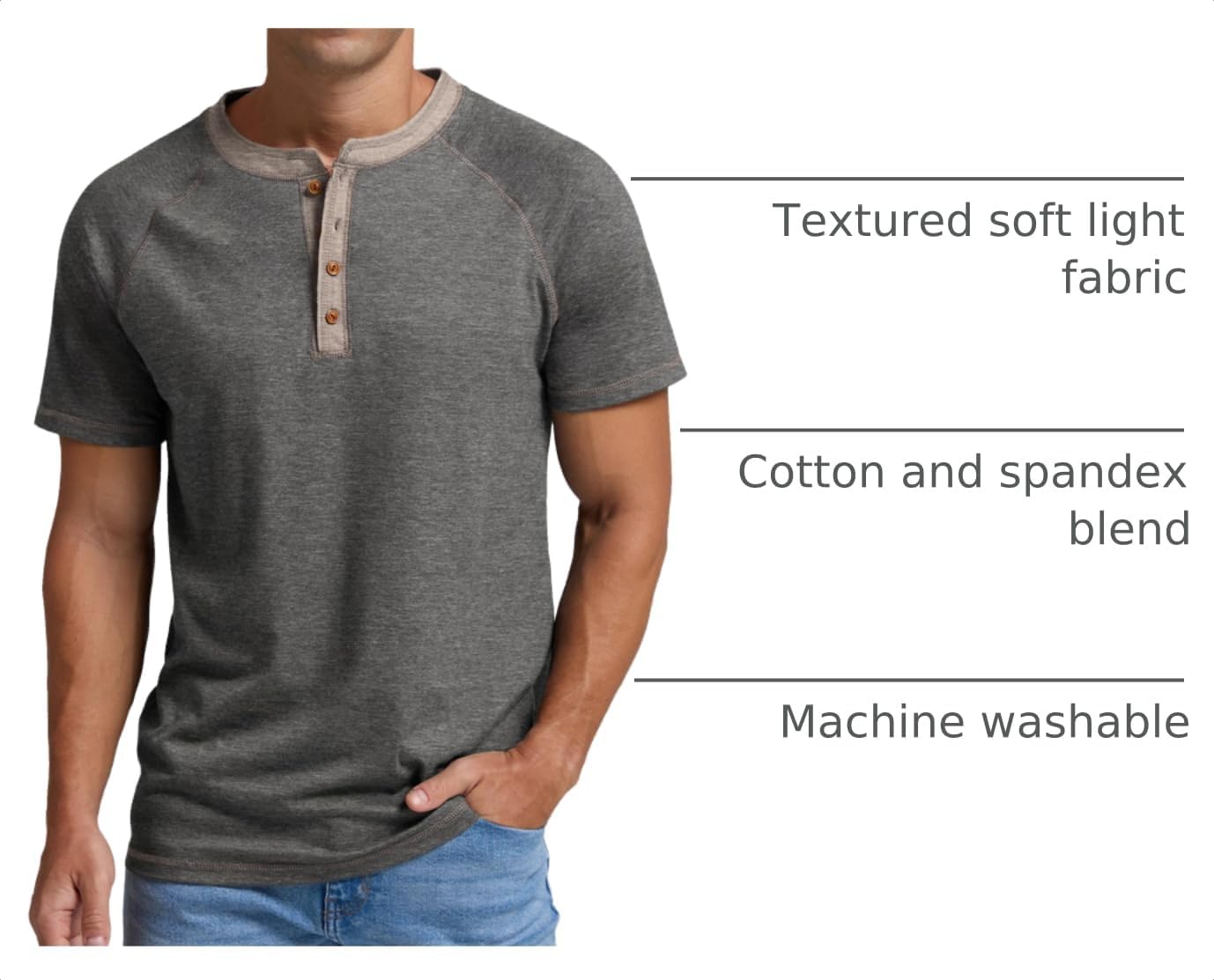 Thumbnail 3 de Sailwind Men’s Henley Long/Short Sleeve Cotton Casual T-Shirt (Textured Fabric, 4-Button)