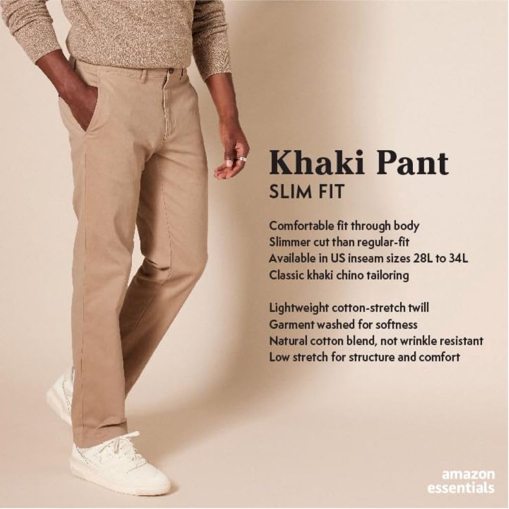 Thumbnail 1 de Amazon Essentials pantaloni chino casual elasticizzati con vestibilità slim uomo