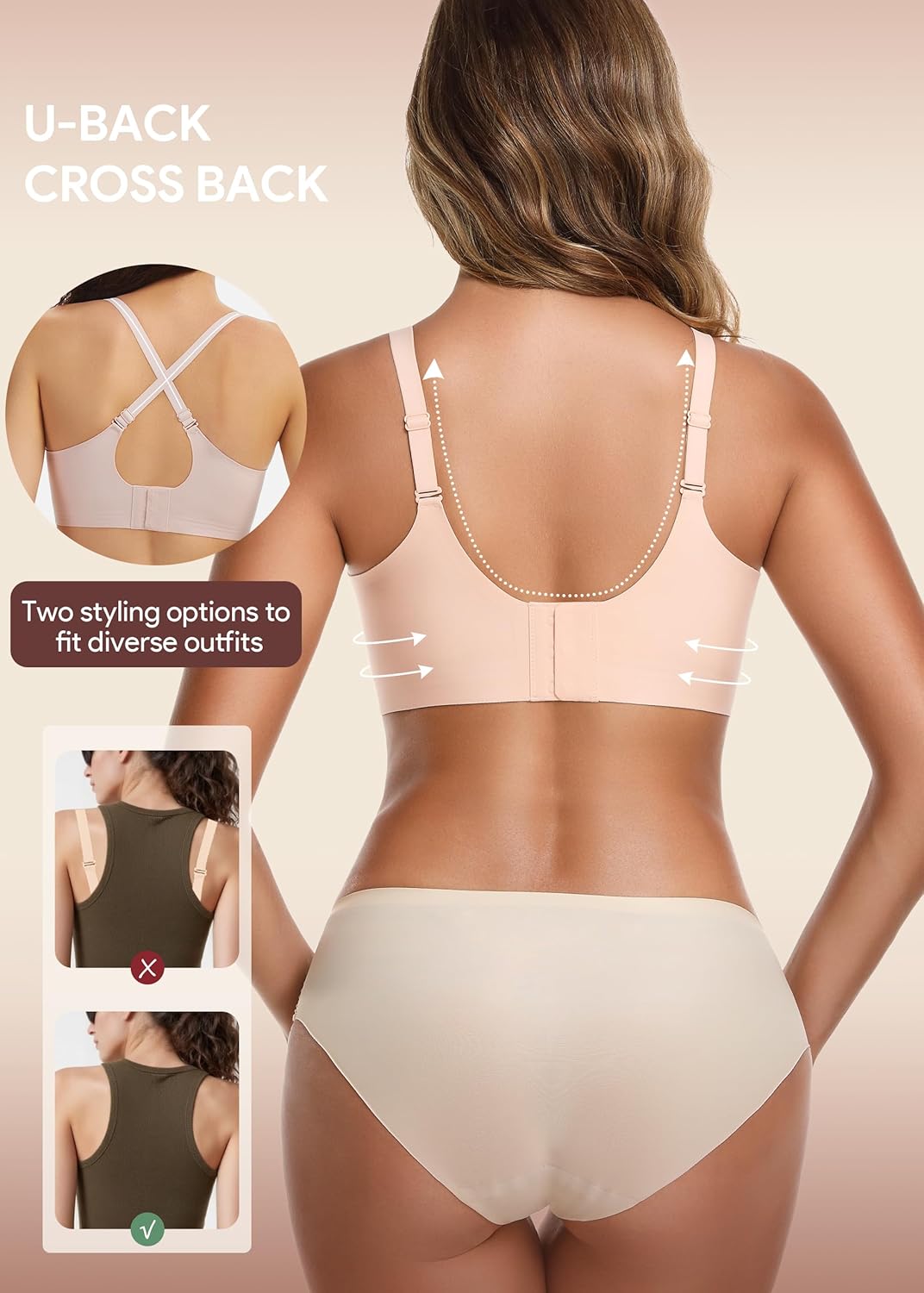 Thumbnail 5 de HBselect Jelly Bras for Women No Underwire 3PCS Comfort Wireless Push Up Bras