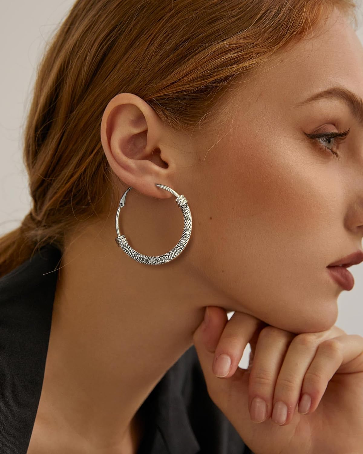 Thumbnail 3 de PROSTEEL Orecchini Cerchio a Maglia Metallica 20-80mm