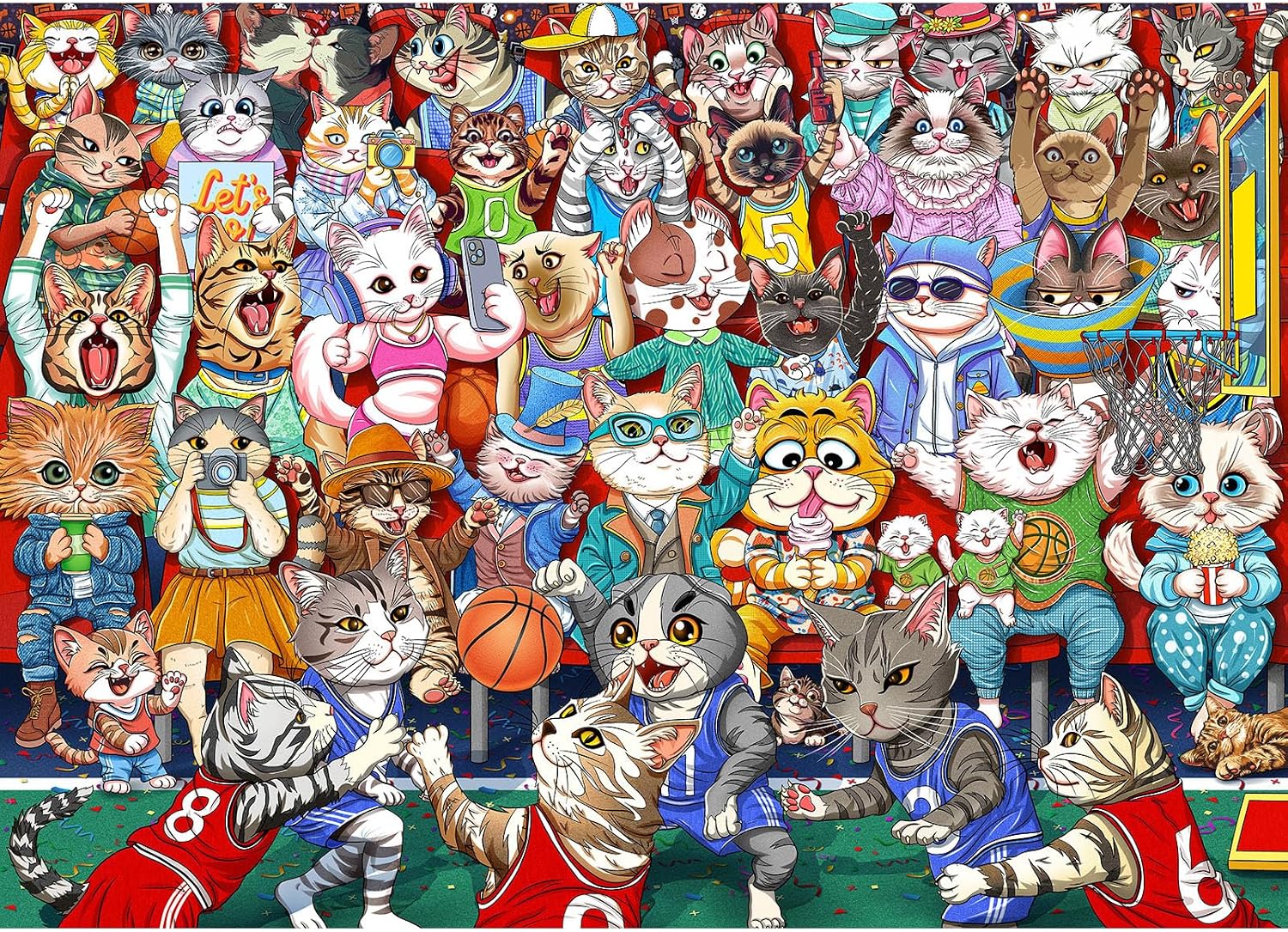 Detalle de Cat Basketball Jigsaw Puzzle, 1,000 Pieces