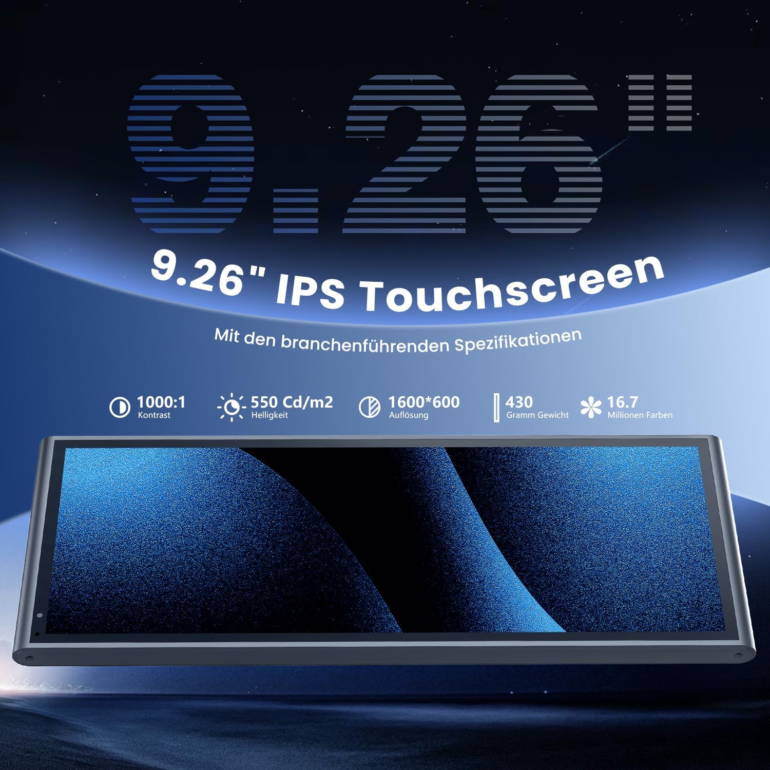 Detalle de Krnua 9,26" CarPlay Display – Drahtloses CarPlay/Android Auto, OTA-Updates, Rückfahrkamera & Navigation