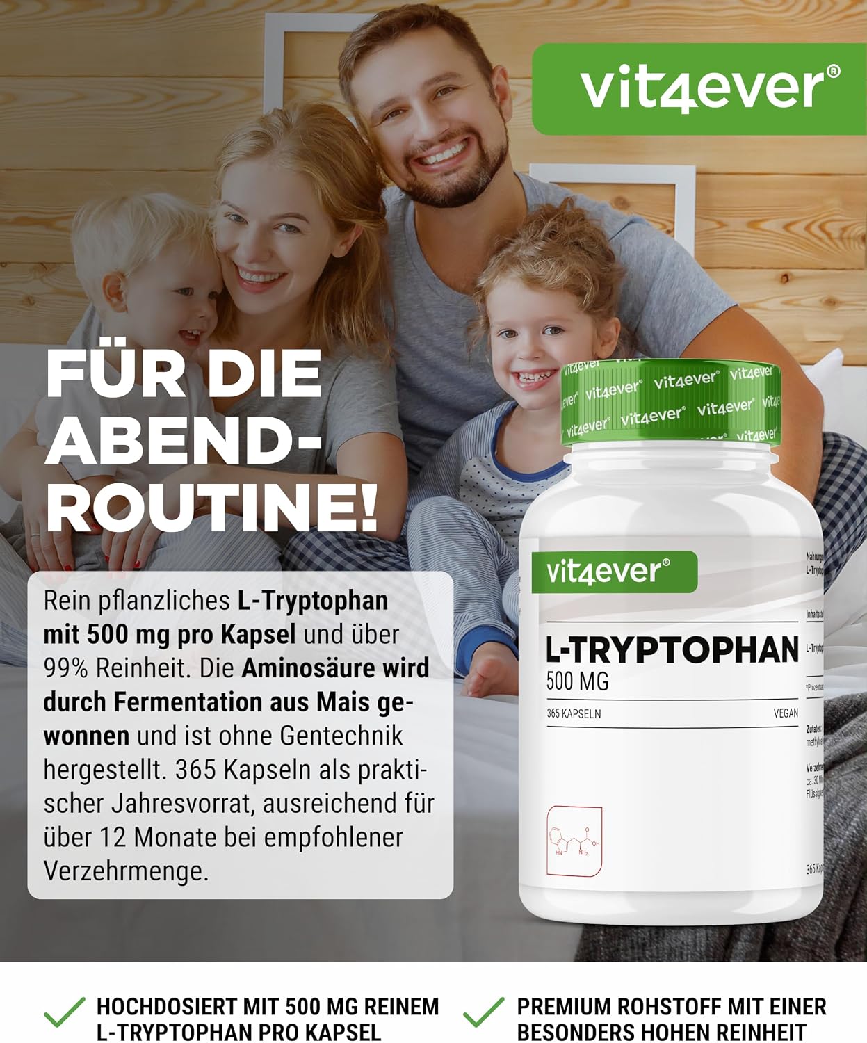 Detalle 2 de L-Tryptophan 500 mg 365 Kapseln