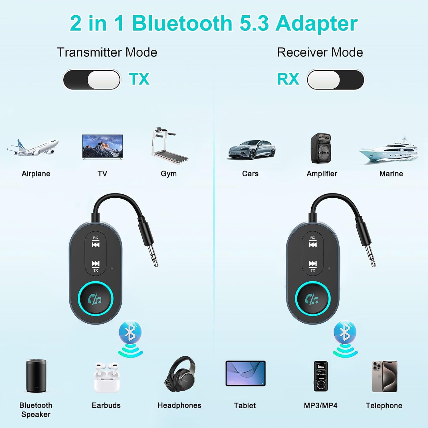 Thumbnail 5 de Bluetooth 5.3 Transmitter Receiver 240mAh