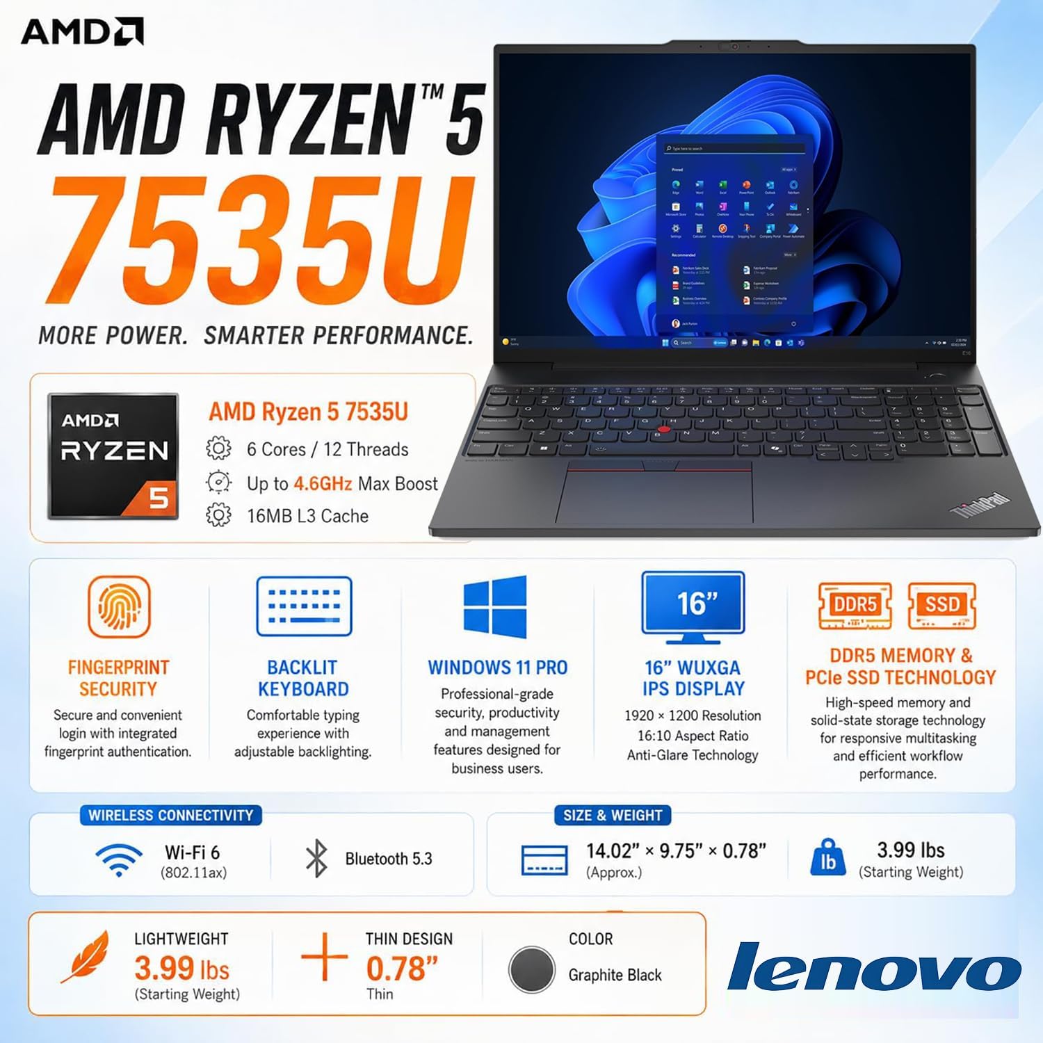 Detalle de Lenovo ThinkPad E16 Gen 2 laptop