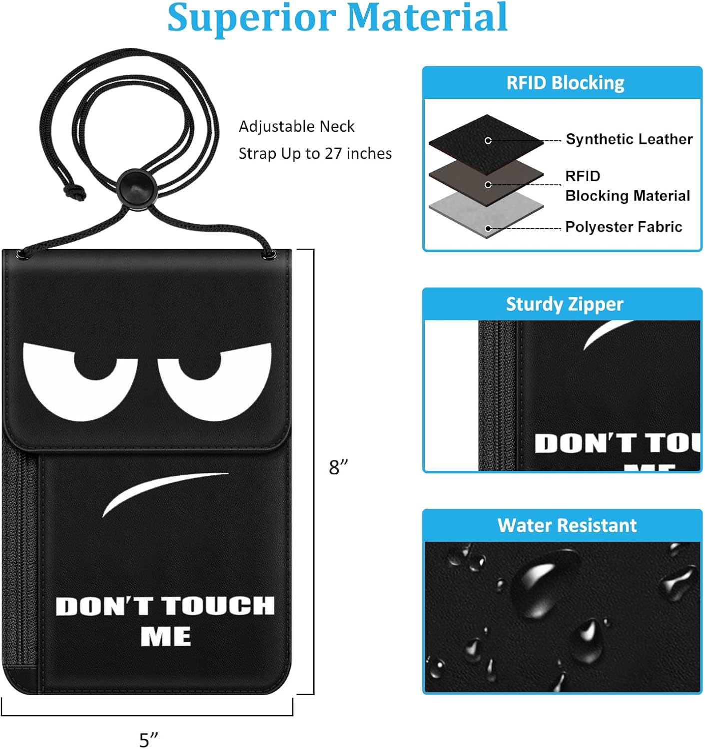 Thumbnail 2 de Fintie Brustbeutel RFID Blockierung Reisepass Tasche