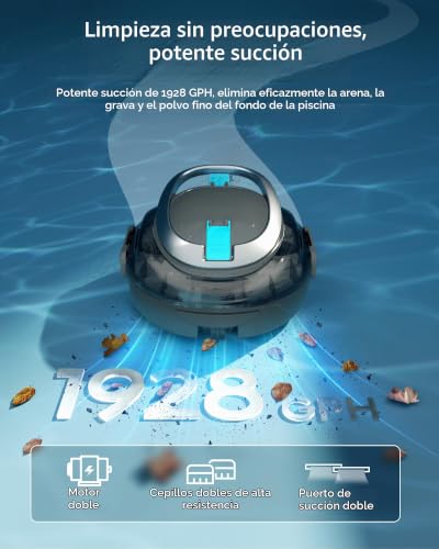 Detalle de BRINBO S2 Robot Piscina: doble filtración, hasta 90 minutos de autonomía y cesto de 2 L