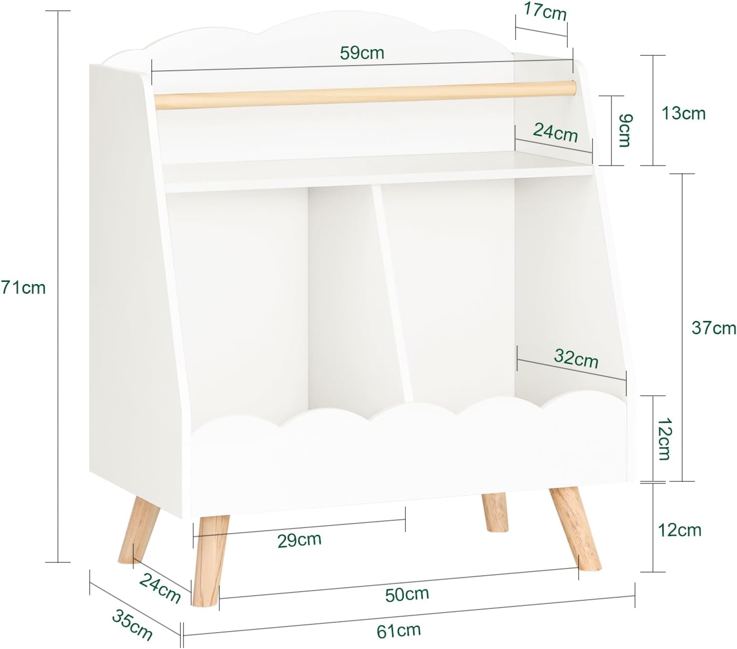 Thumbnail 2 de SoBuy Bibliothèque Enfant en forme de nuage KMB100-W (5 compartiments ouverts) – 82 x 35 x 76 cm