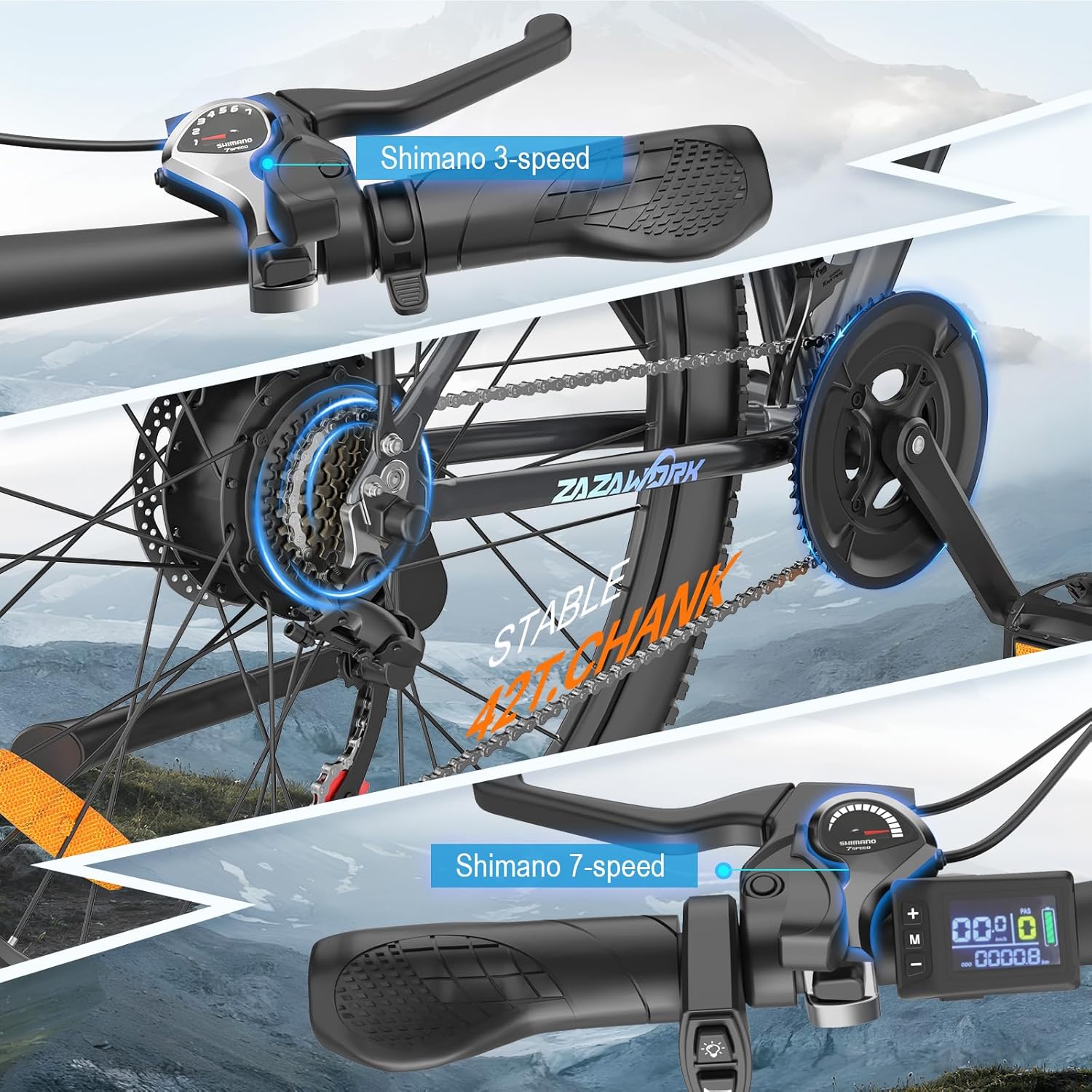 Detalle 2 de TIGUOWISH Electric Bike for Adults (29" Commuter & Mountain) 48V 18.6Ah, 750W, 25km/h UK legal