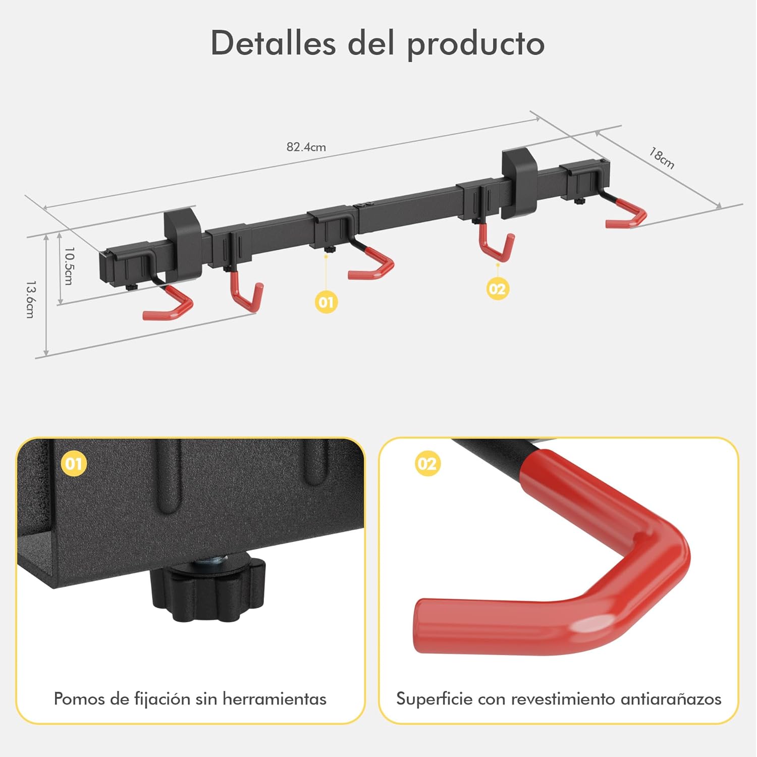 Detalle 2 de Mimoke Soporte Vertical para Bicicletas 🧗♂️ Organizador de Garaje