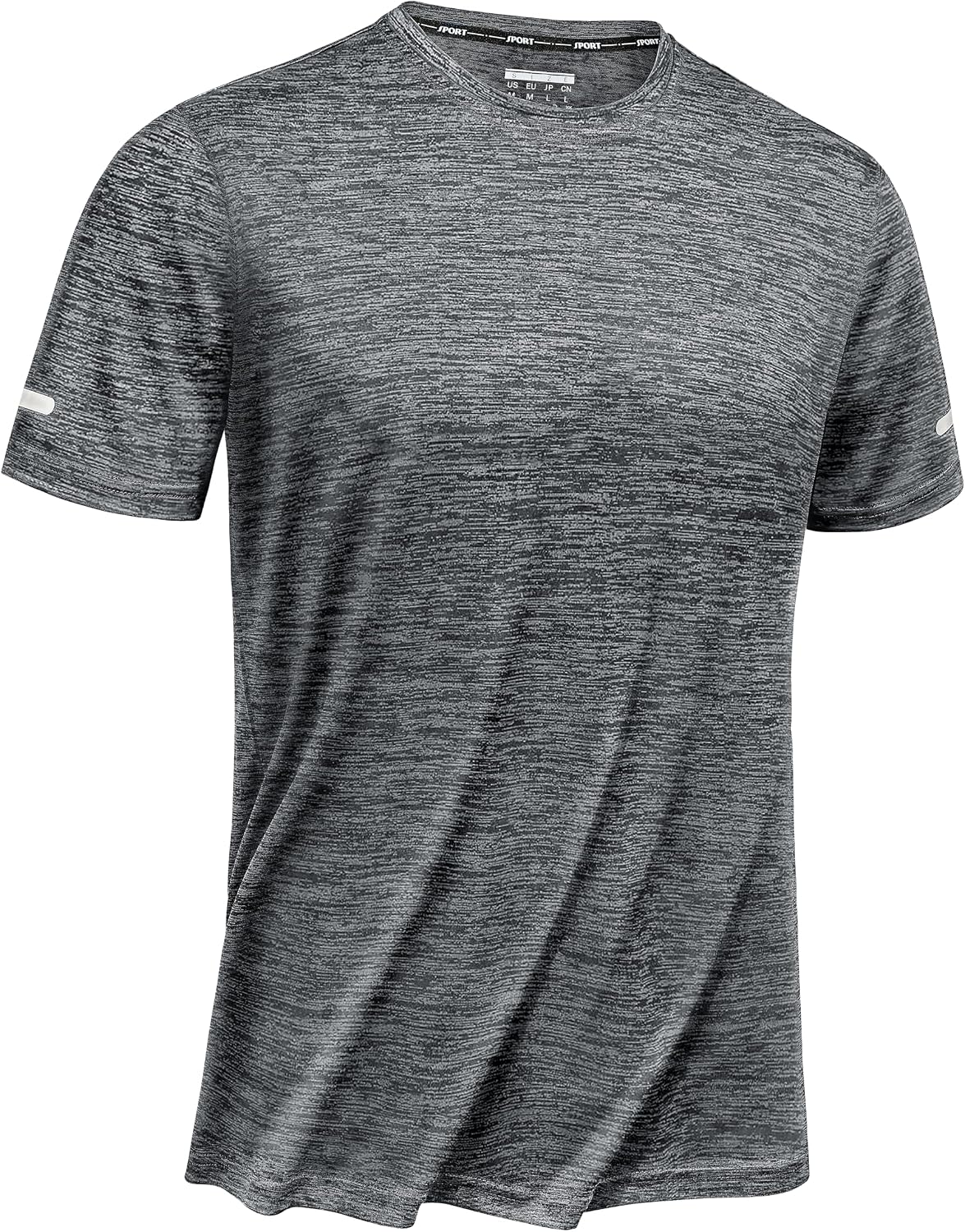 Thumbnail 6 de TACVASEN Herren Meliert Sport T-Shirt (Kurzarm) mit reflektierenden Streifen – schnelltrocknendes Funktionsshirt