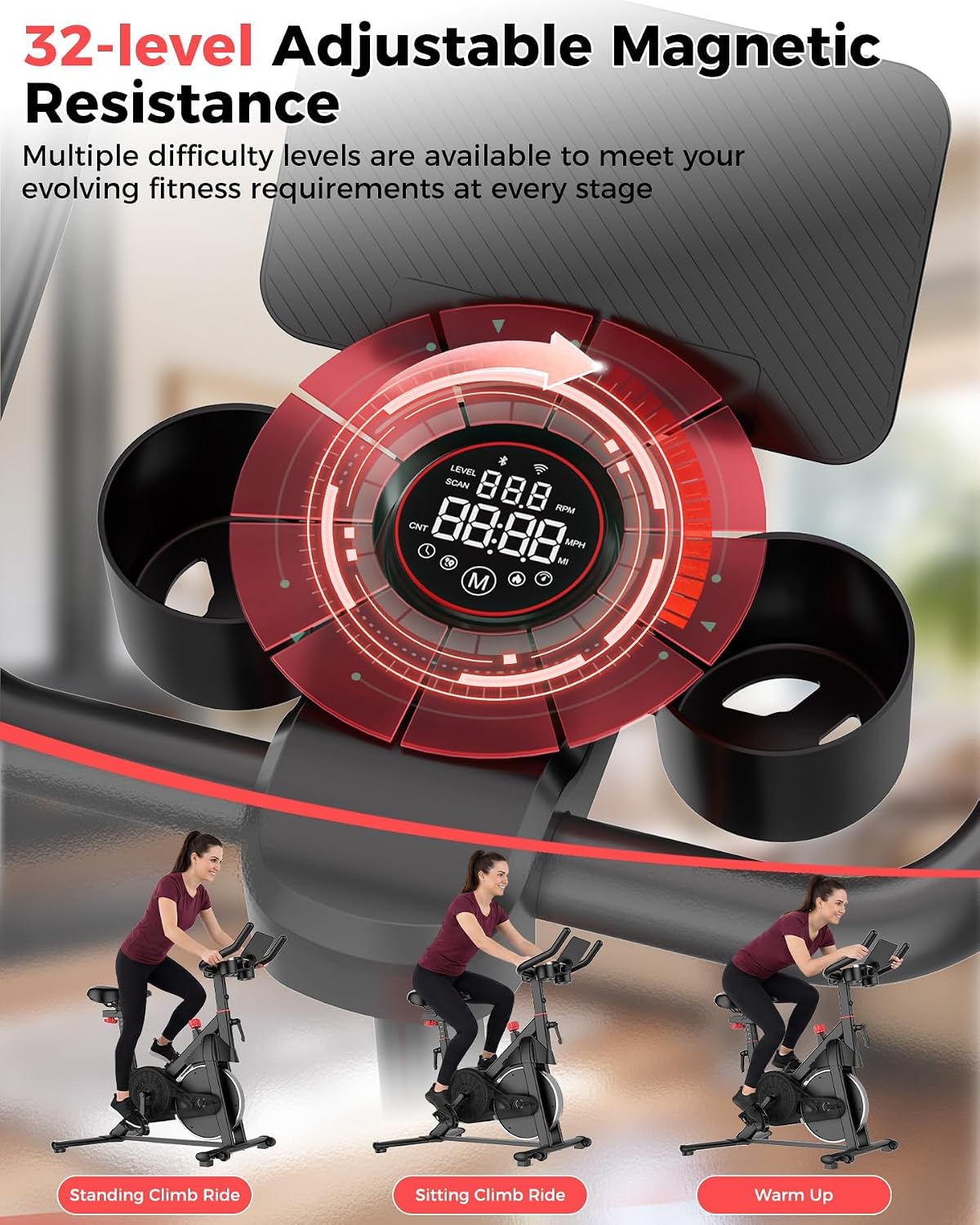 Thumbnail 4 de DeerRun S1pro DR-QY-S1-Black Indoor Exercise Bike, Magnetic Resistance