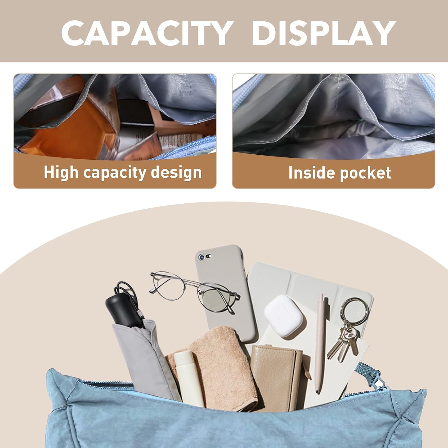 Detalle de GoPaw Crescent Bag for Women: nylon half moon crossbody with adjustable strap