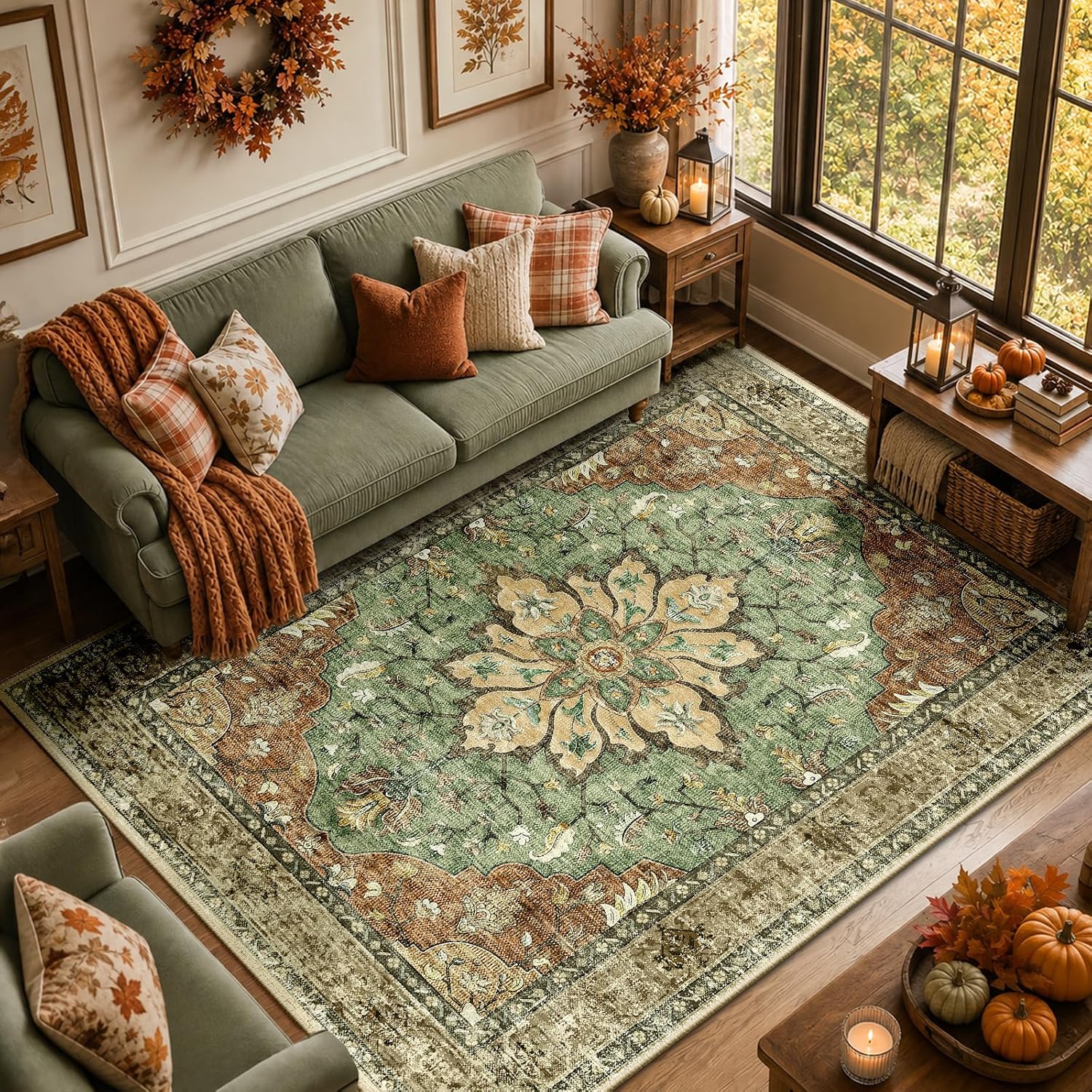 Thumbnail 1 de RELEANY RELEANY 5 x 7 floral rug