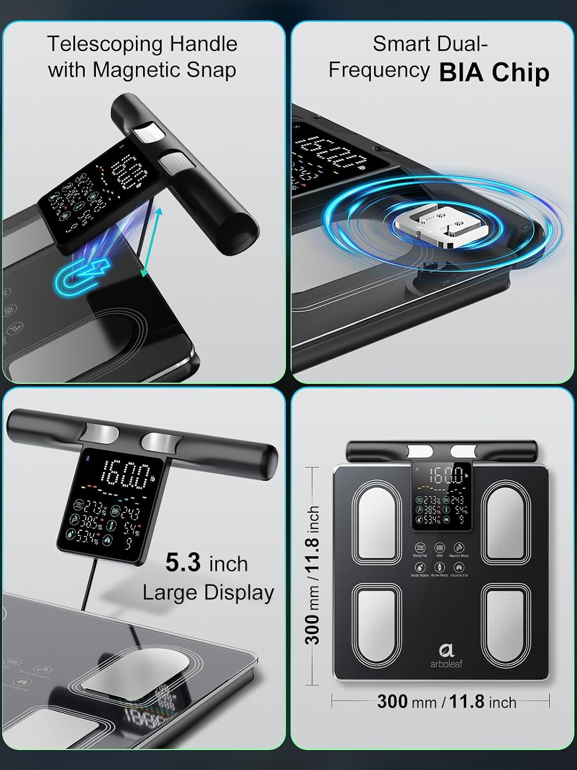 Thumbnail 4 de arboleaf CS10P Smart Body Composition Scale, 8 Electrodes, 5.3-Inch Display