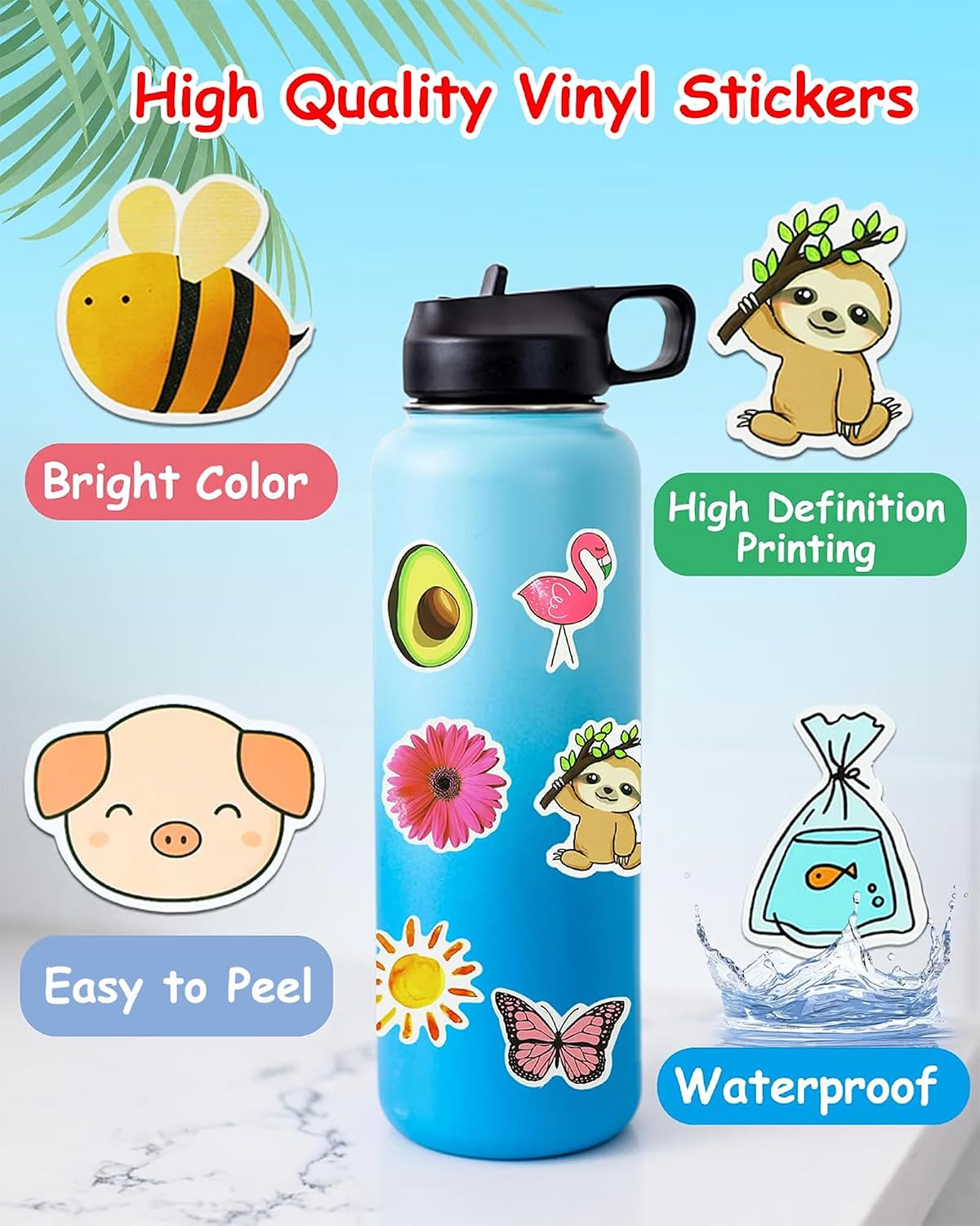 Detalle de Cute-200pcs Water Bottle Stickers 200 pack ๐จ