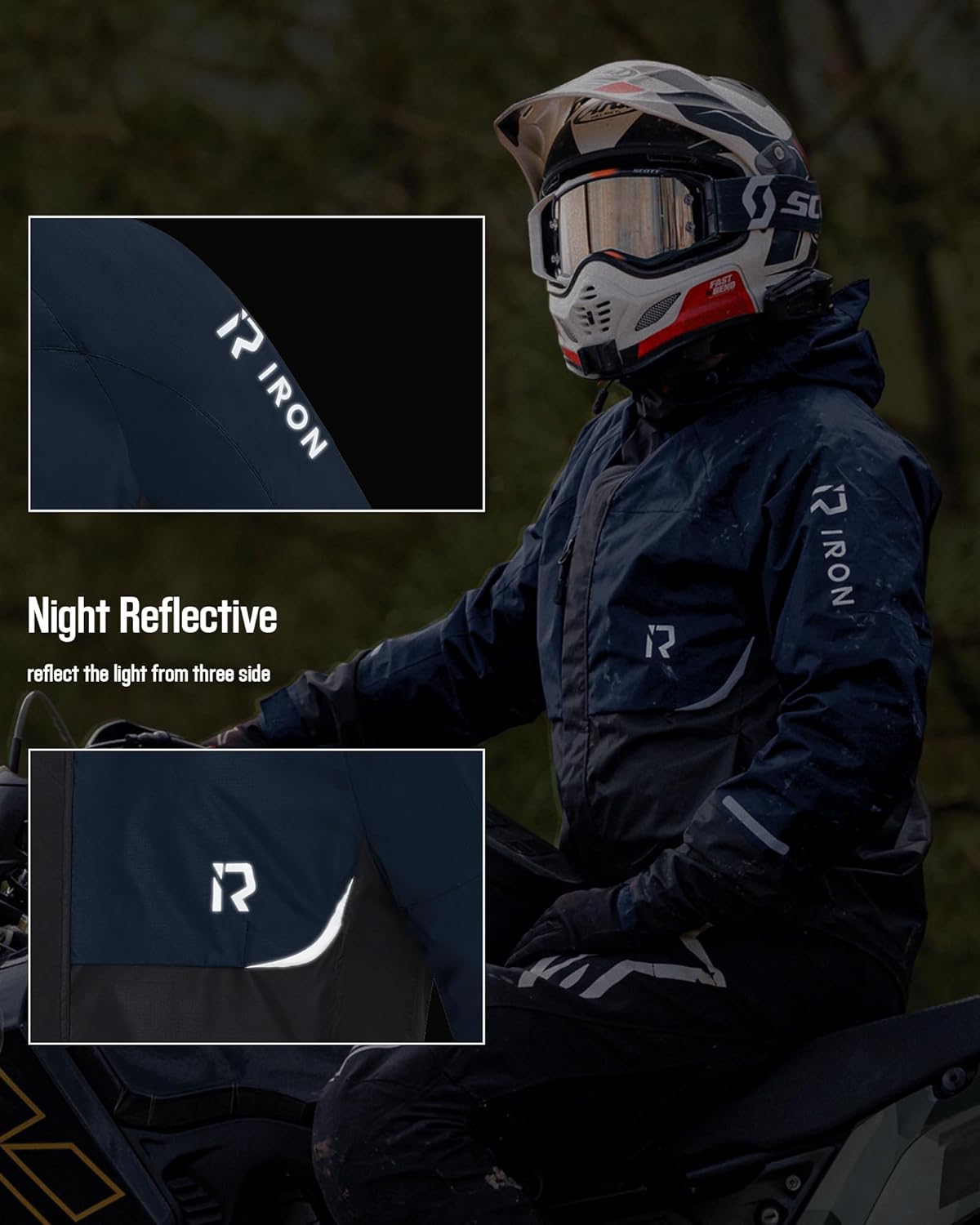 Thumbnail 4 de RIDEIRON Motorrad Regenkombi Herren 2-Teiler
