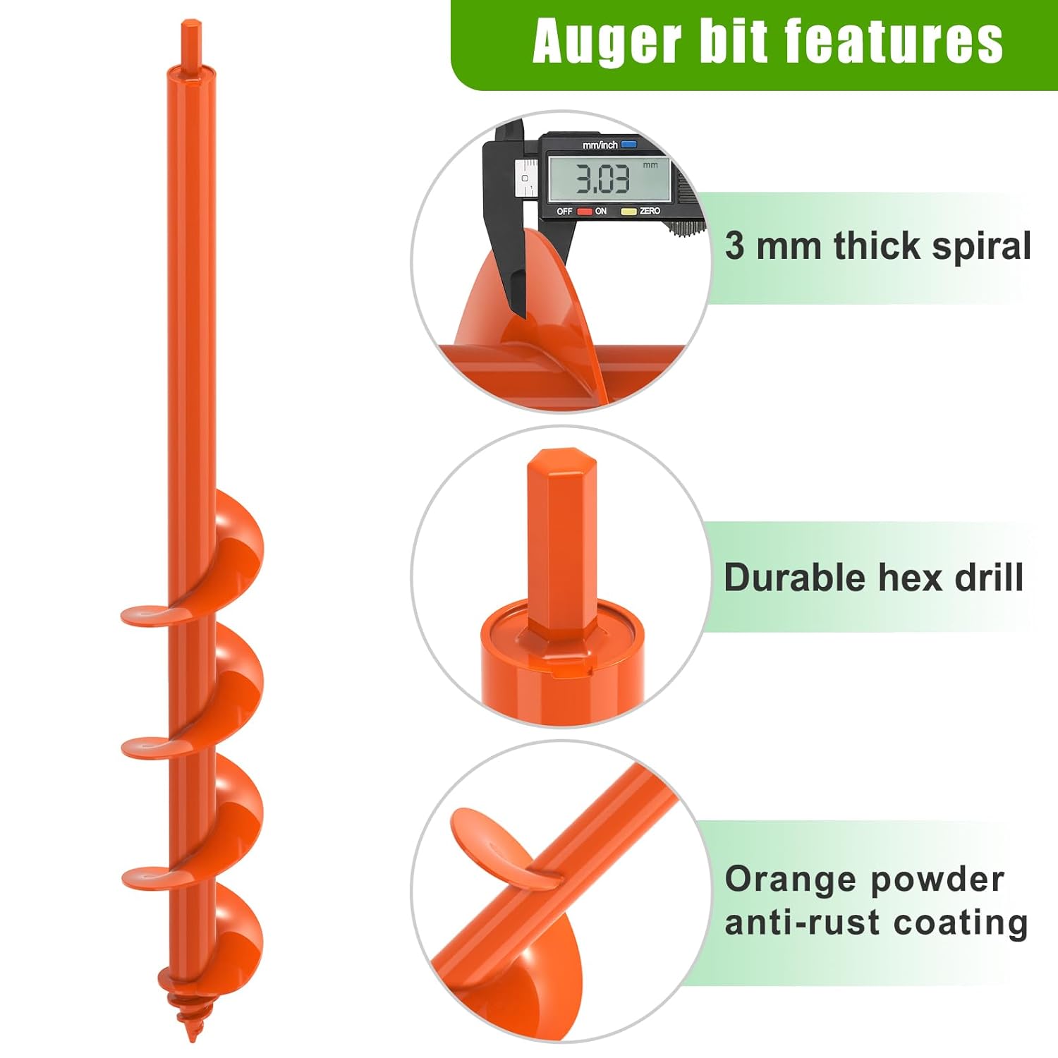 Thumbnail 3 de Insaga Garden Auger Drill Bit 61x7.6cm for Post Holes and Planting